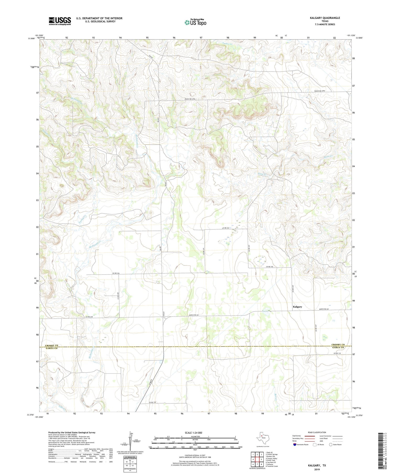 Kalgary Texas US Topo Map Image