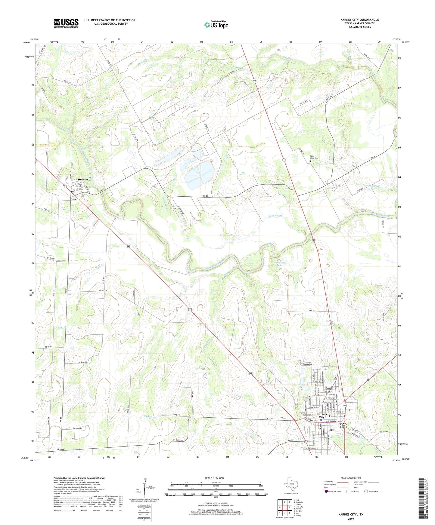 Karnes City Texas US Topo Map Image