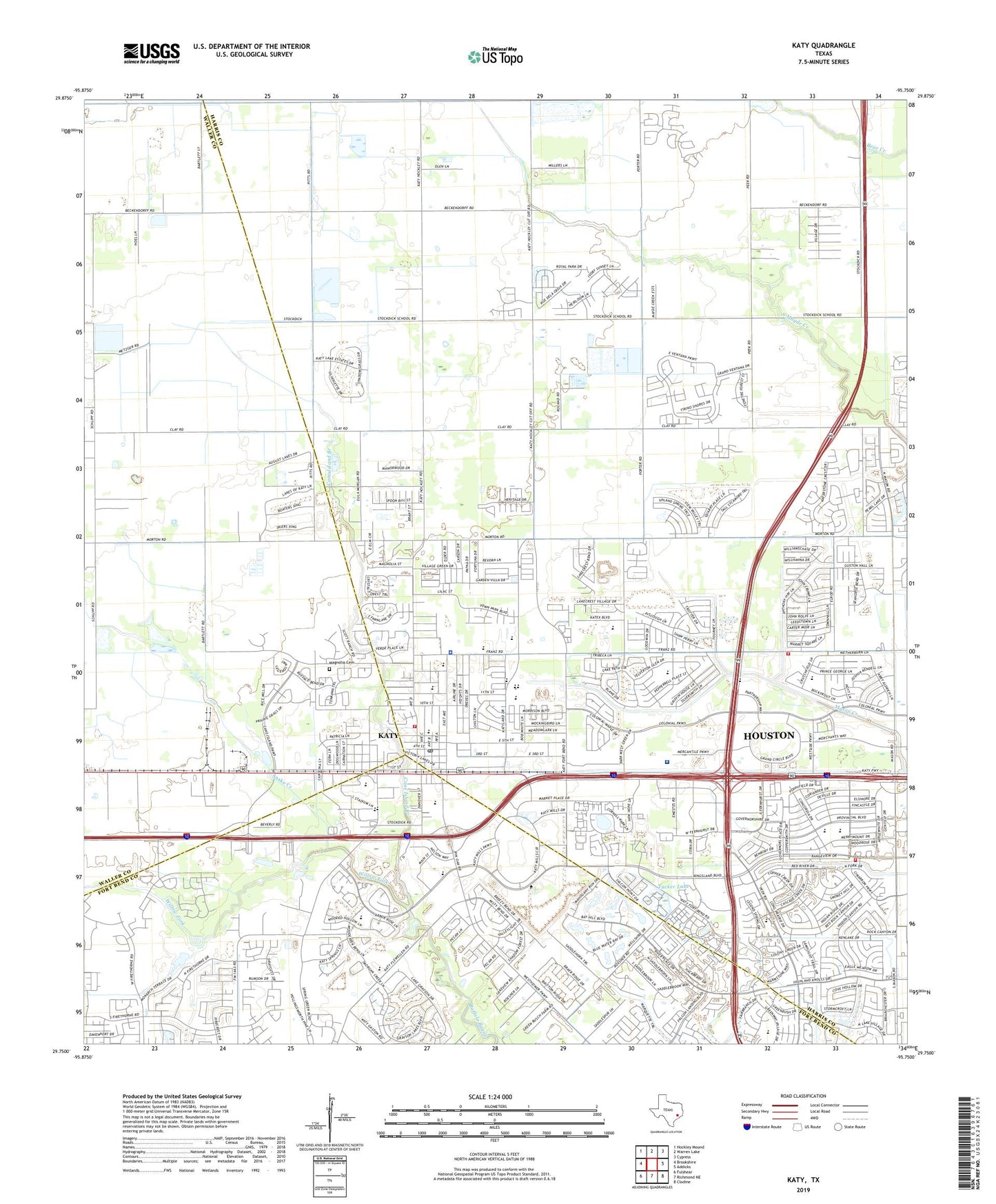 Katy Texas US Topo Map Image