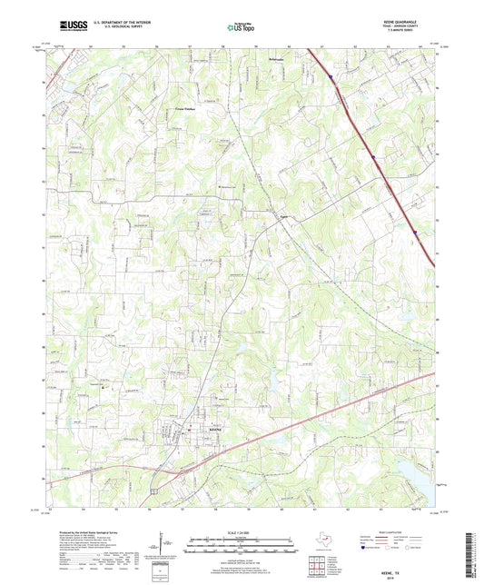 Keene Texas US Topo Map Image