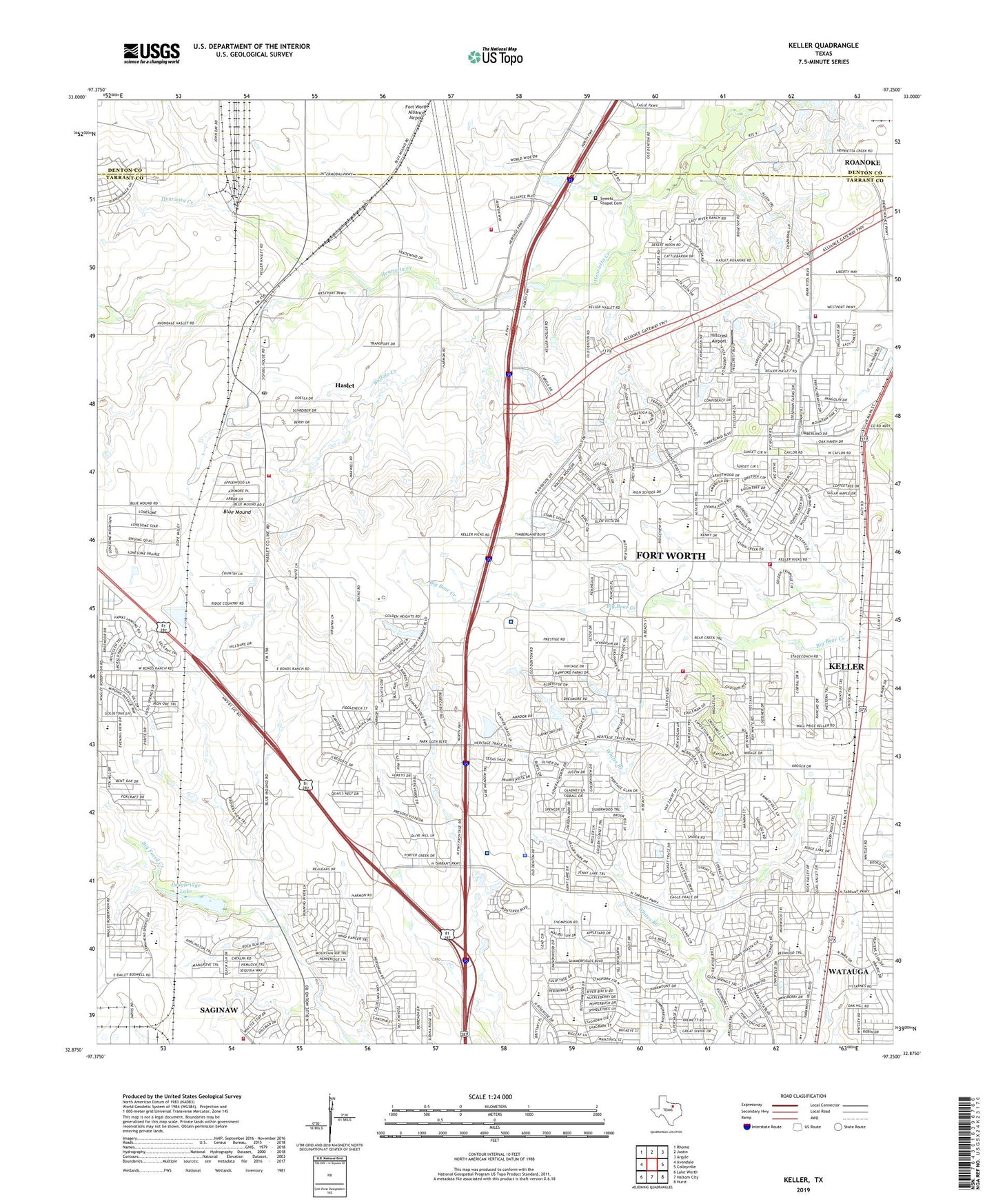 Keller Texas US Topo Map Image