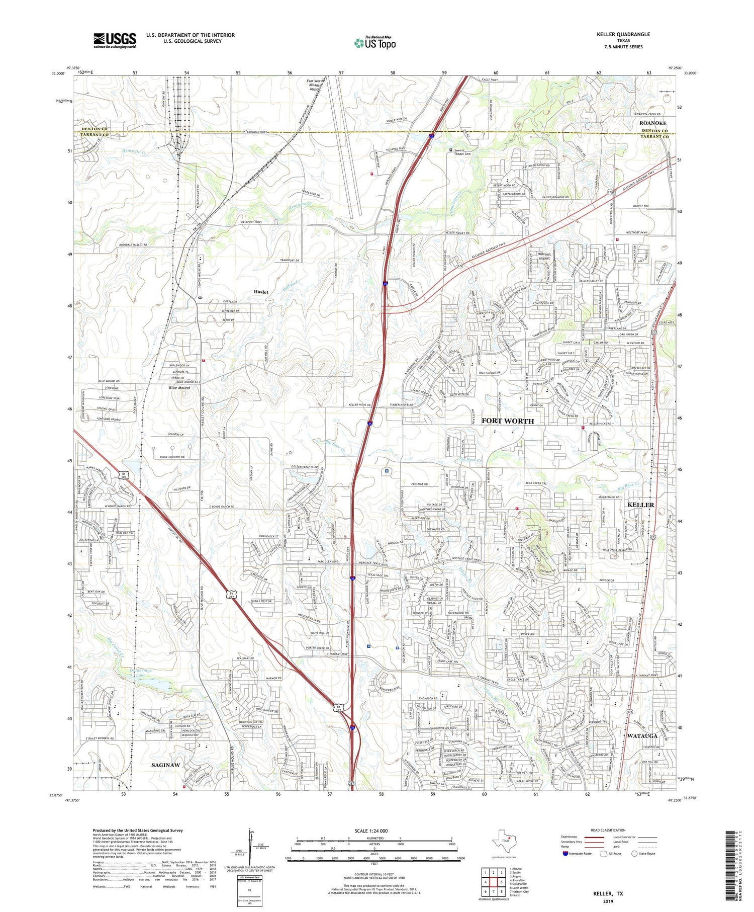 Keller Texas US Topo Map Image