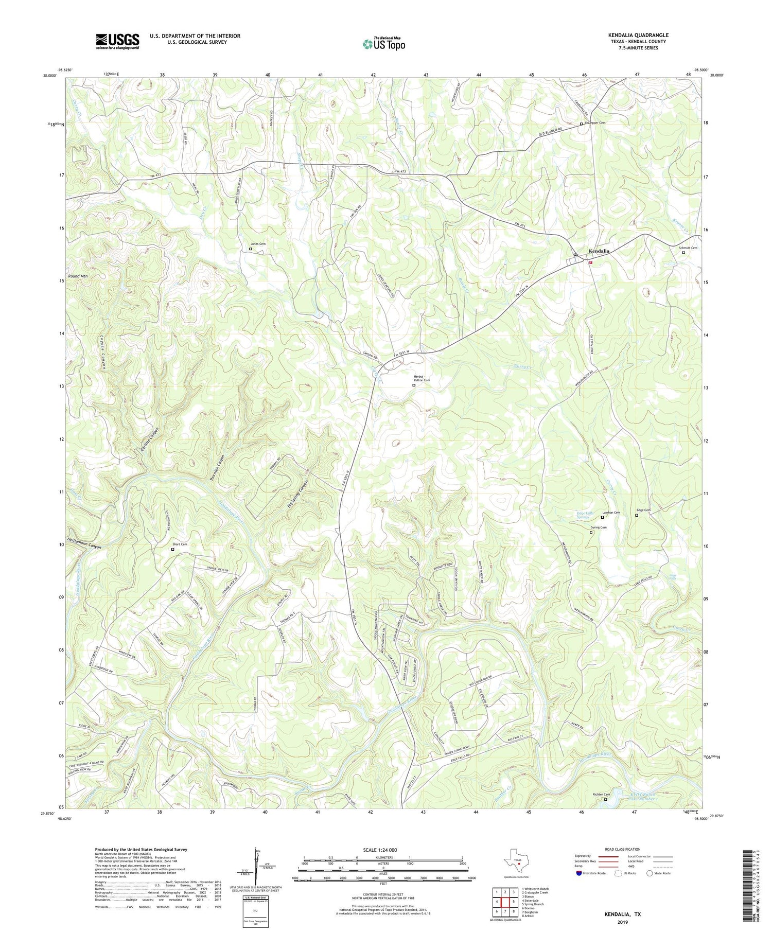 Kendalia Texas US Topo Map Image