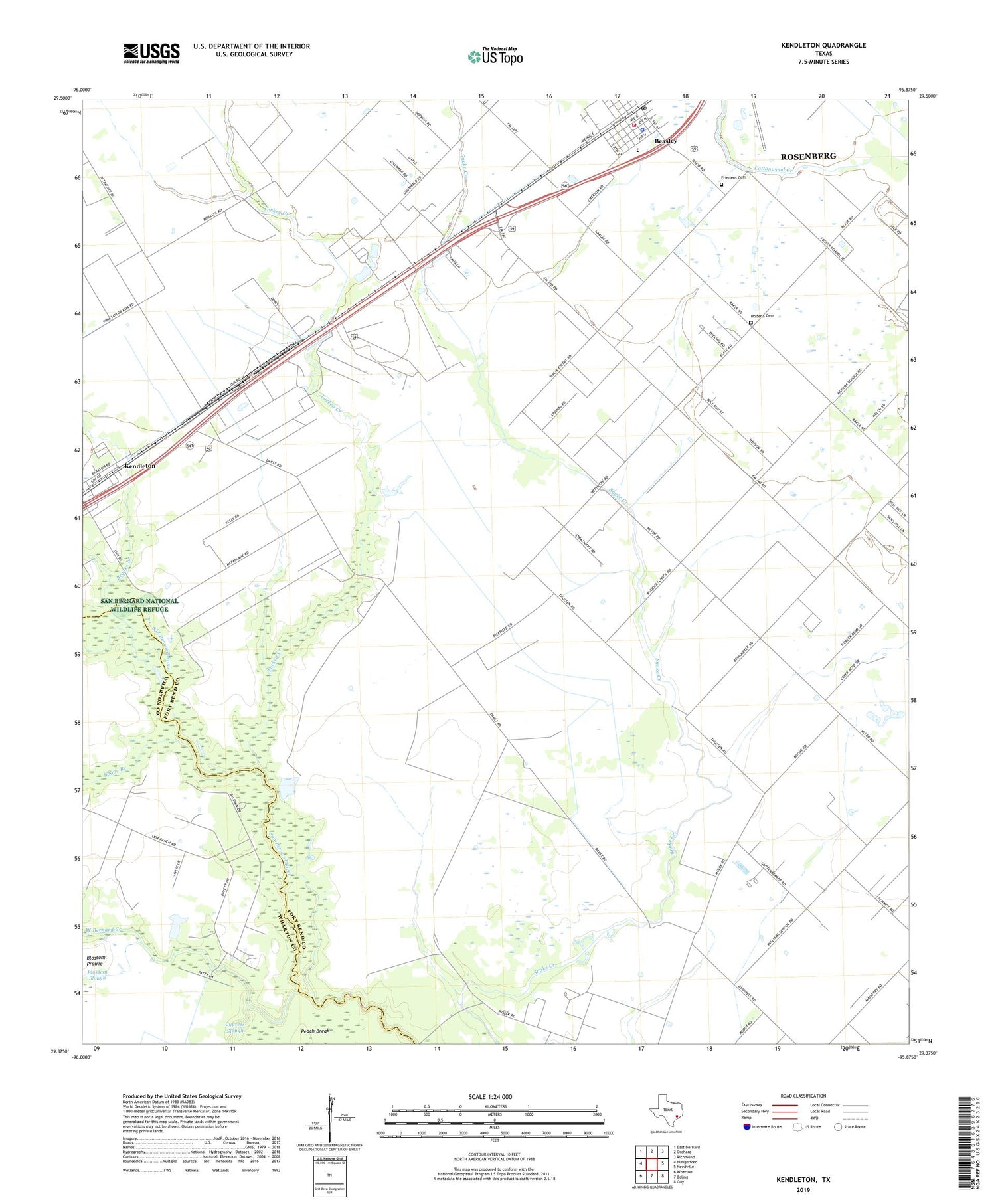 Kendleton Texas US Topo Map Image