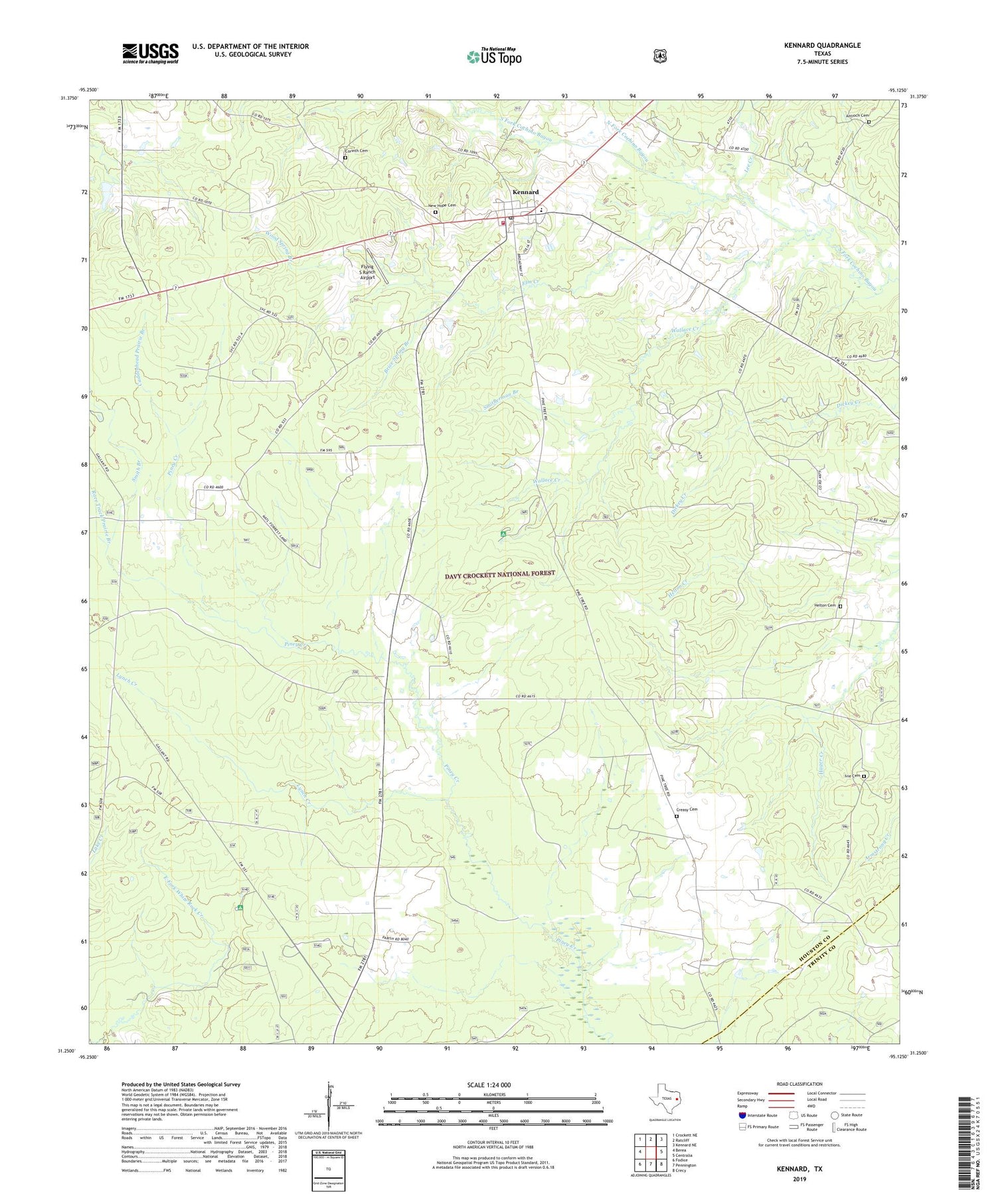 Kennard Texas US Topo Map Image