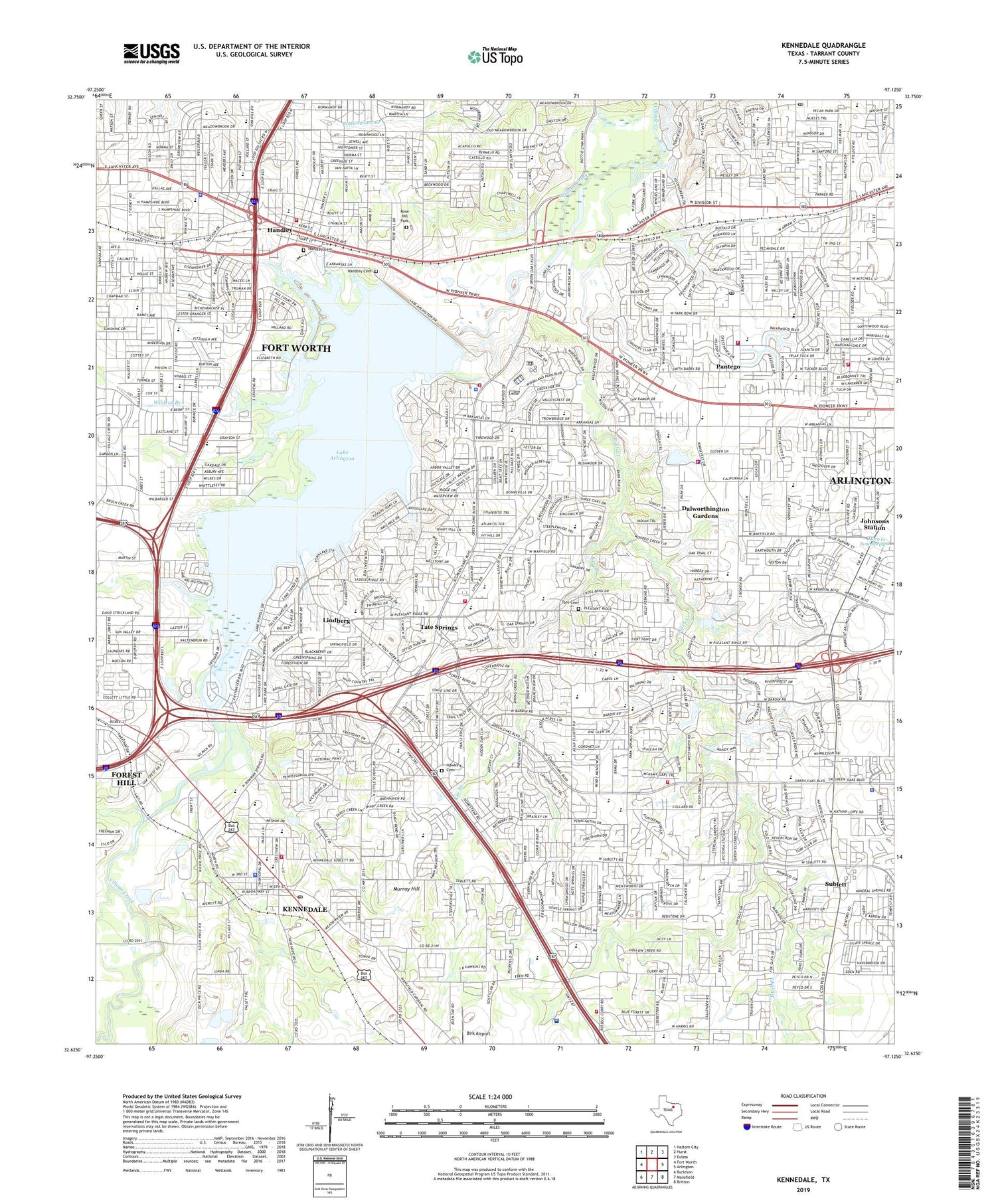 Kennedale Texas US Topo Map Image
