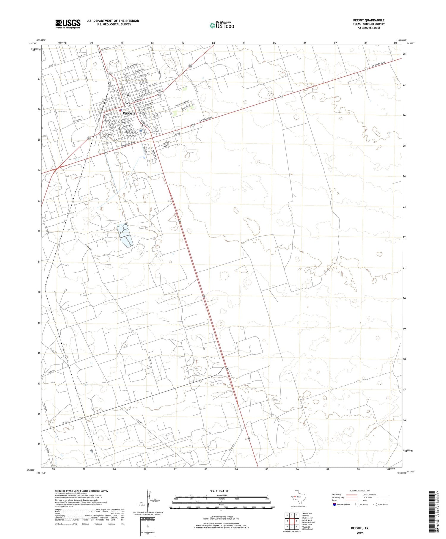 Kermit Texas US Topo Map Image