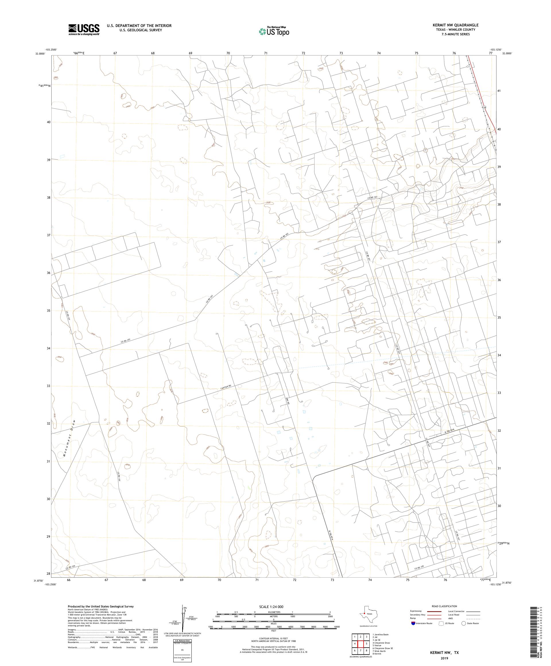 Kermit NW Texas US Topo Map – MyTopo Map Store