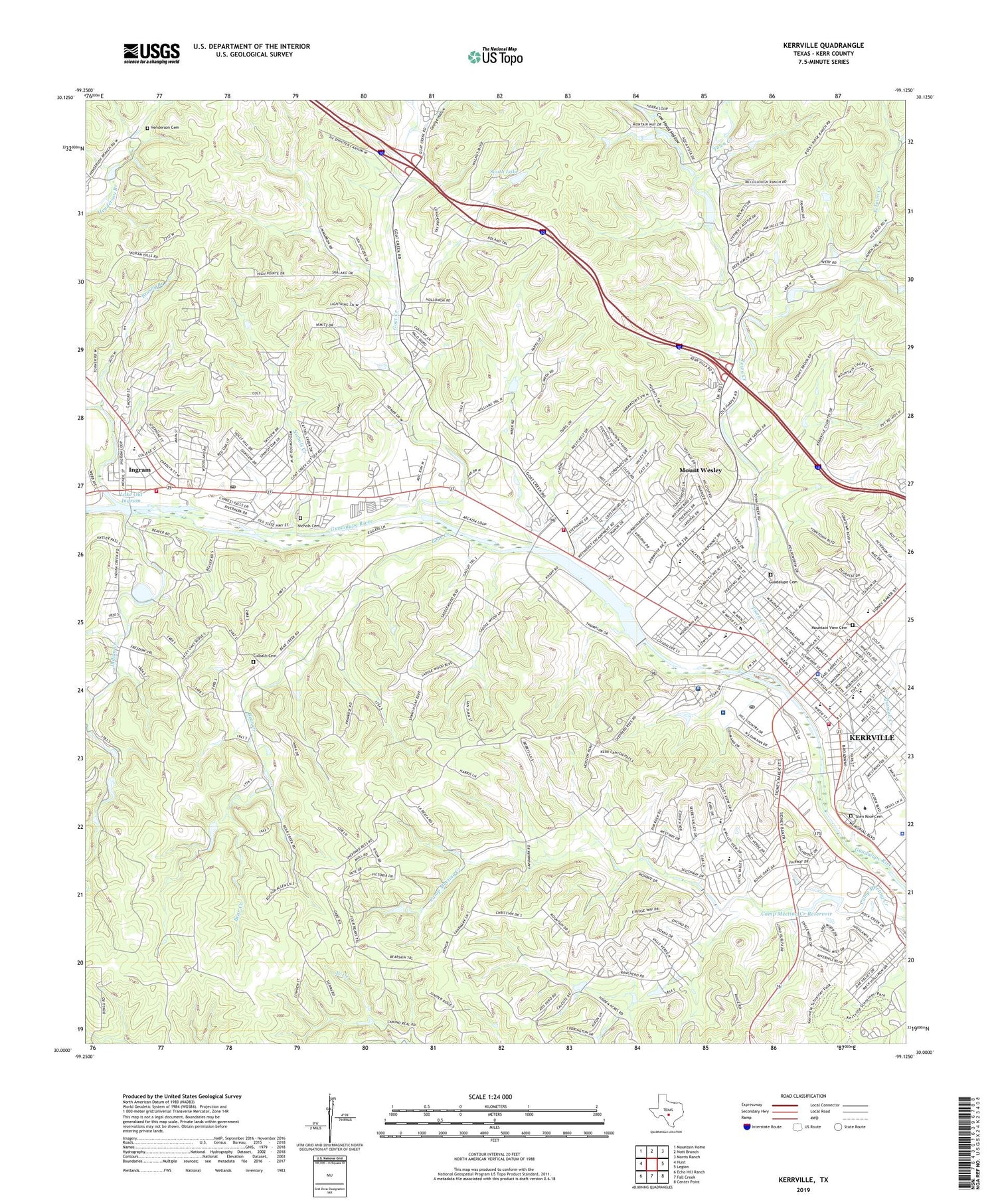 Kerrville Texas US Topo Map Image