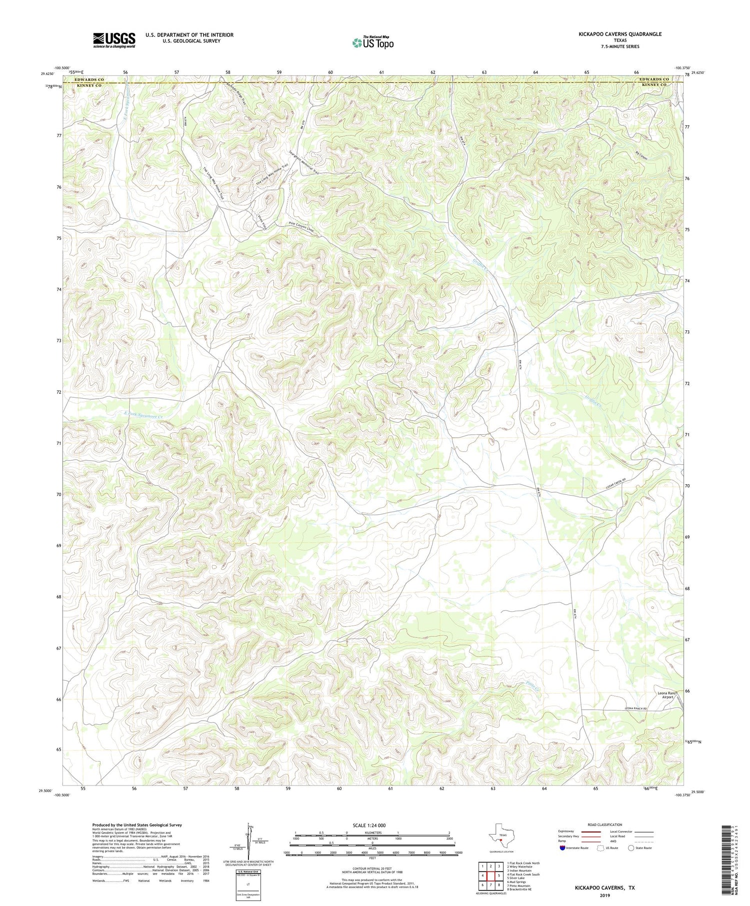 Kickapoo Caverns Texas US Topo Map Image
