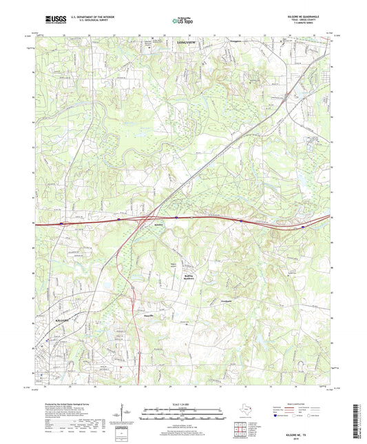 Kilgore NE Texas US Topo Map Image