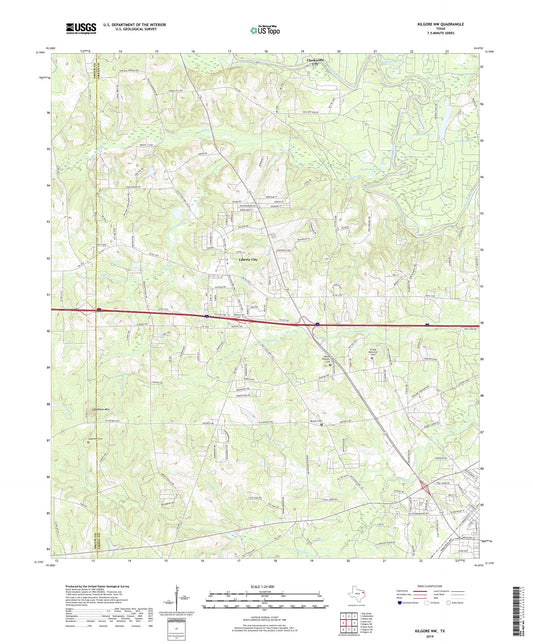 Kilgore NW Texas US Topo Map Image