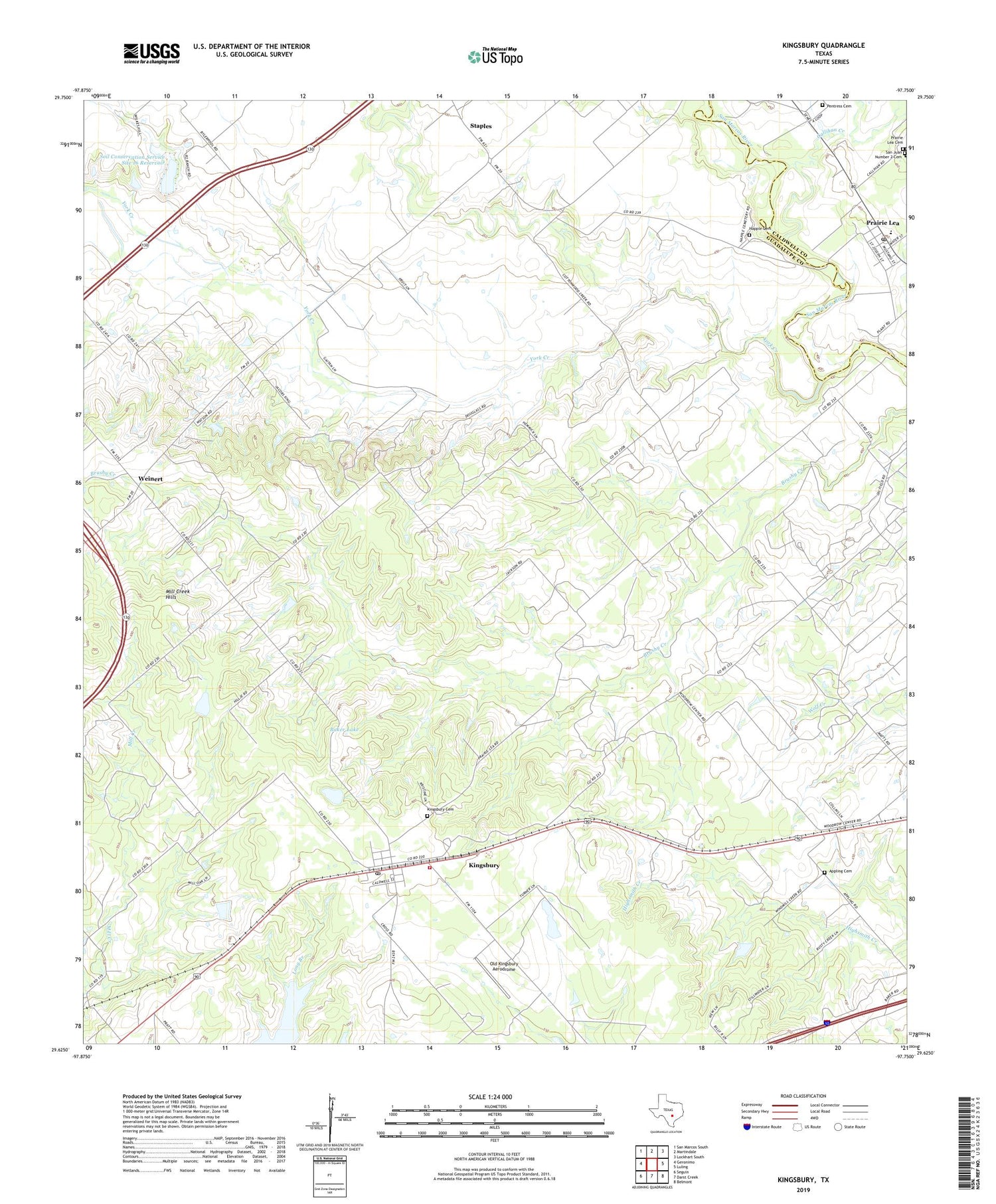Kingsbury Texas US Topo Map Image