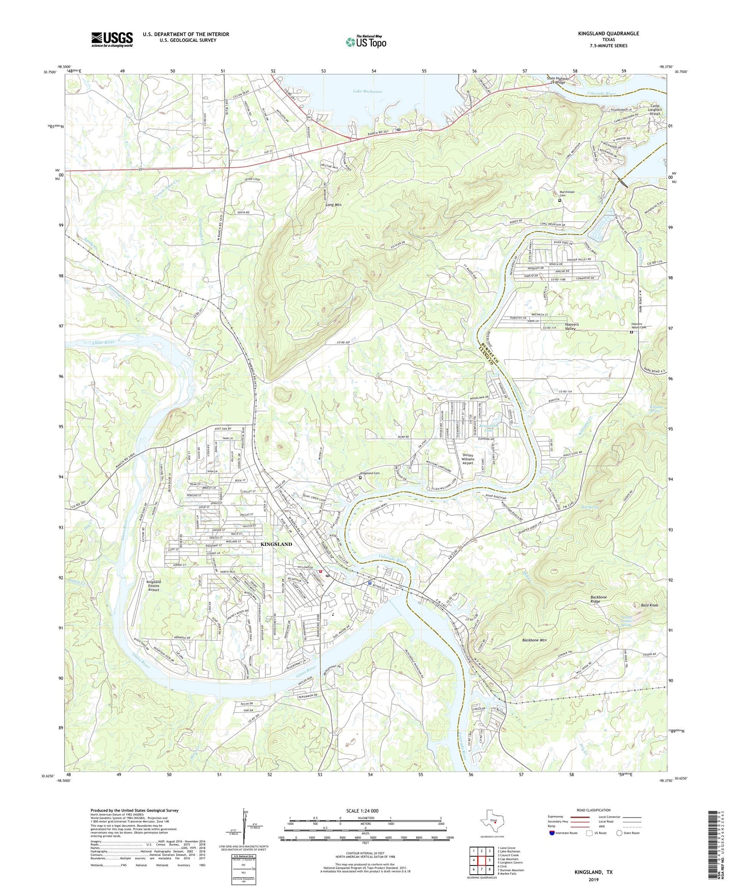 Kingsland Texas US Topo Map Image