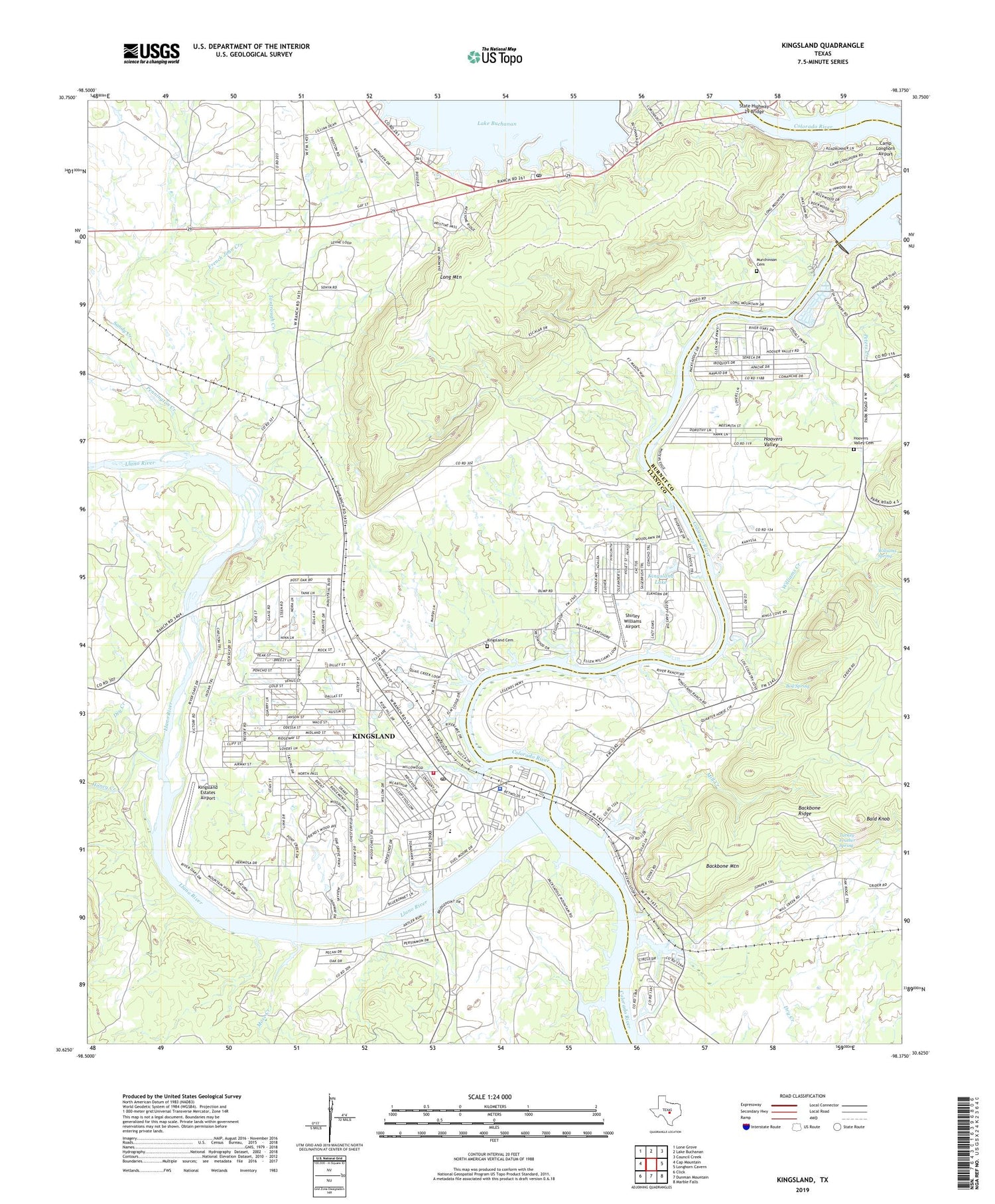 Kingsland Texas US Topo Map Image