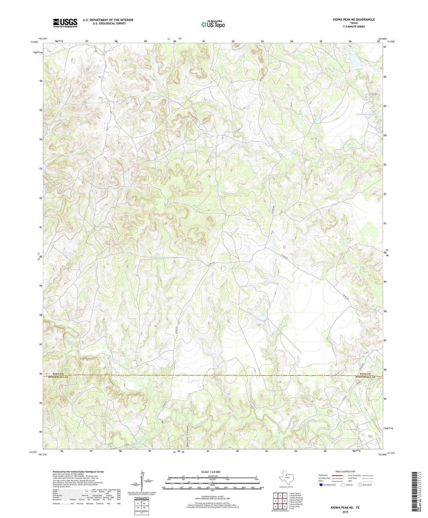 Kiowa Peak NE Texas US Topo Map Image