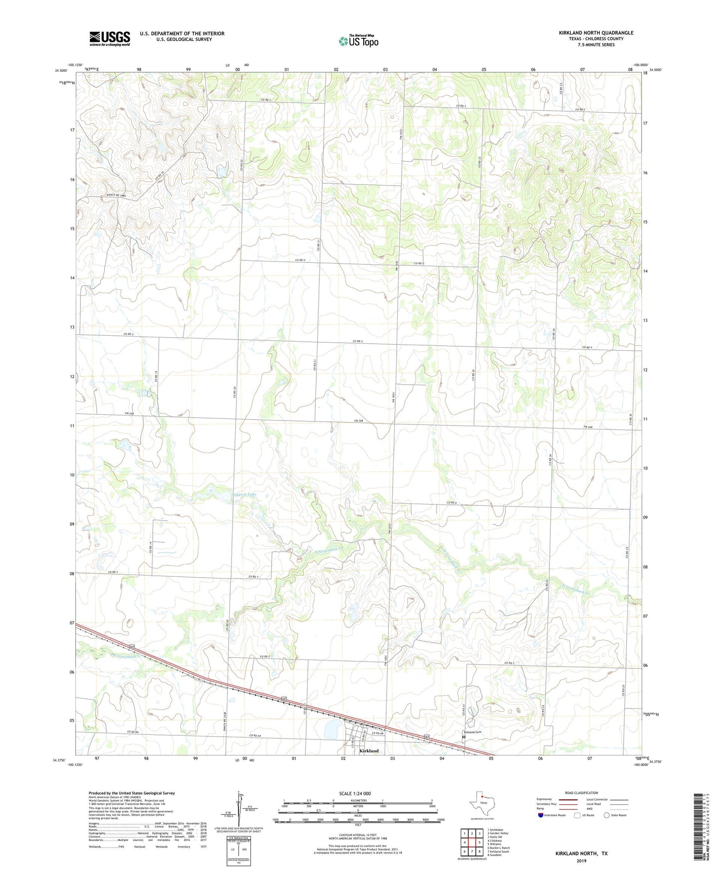 Kirkland North Texas US Topo Map Image