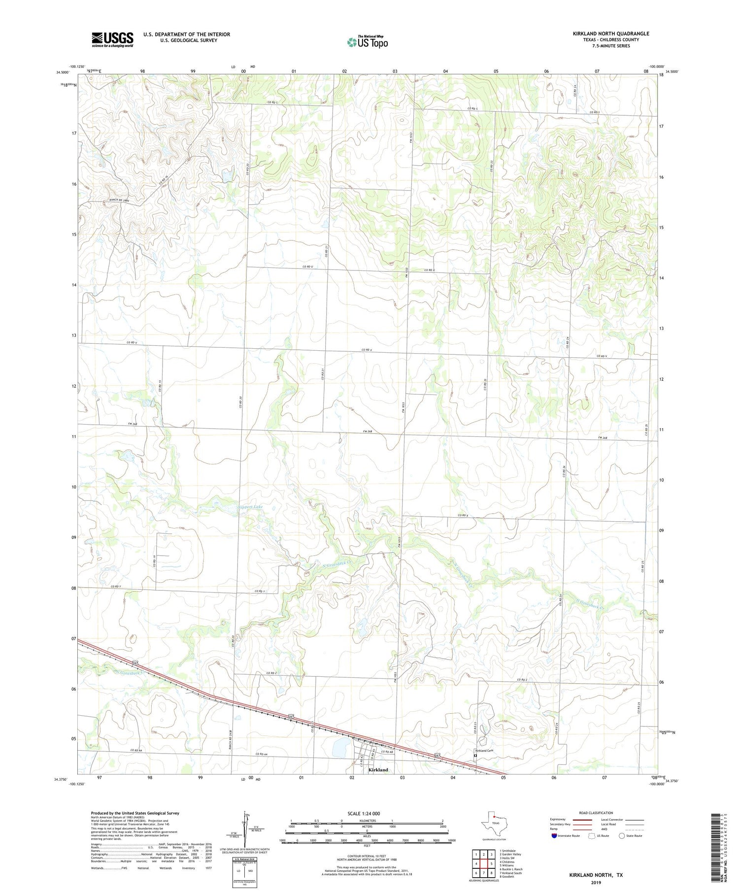 Kirkland North Texas US Topo Map Image