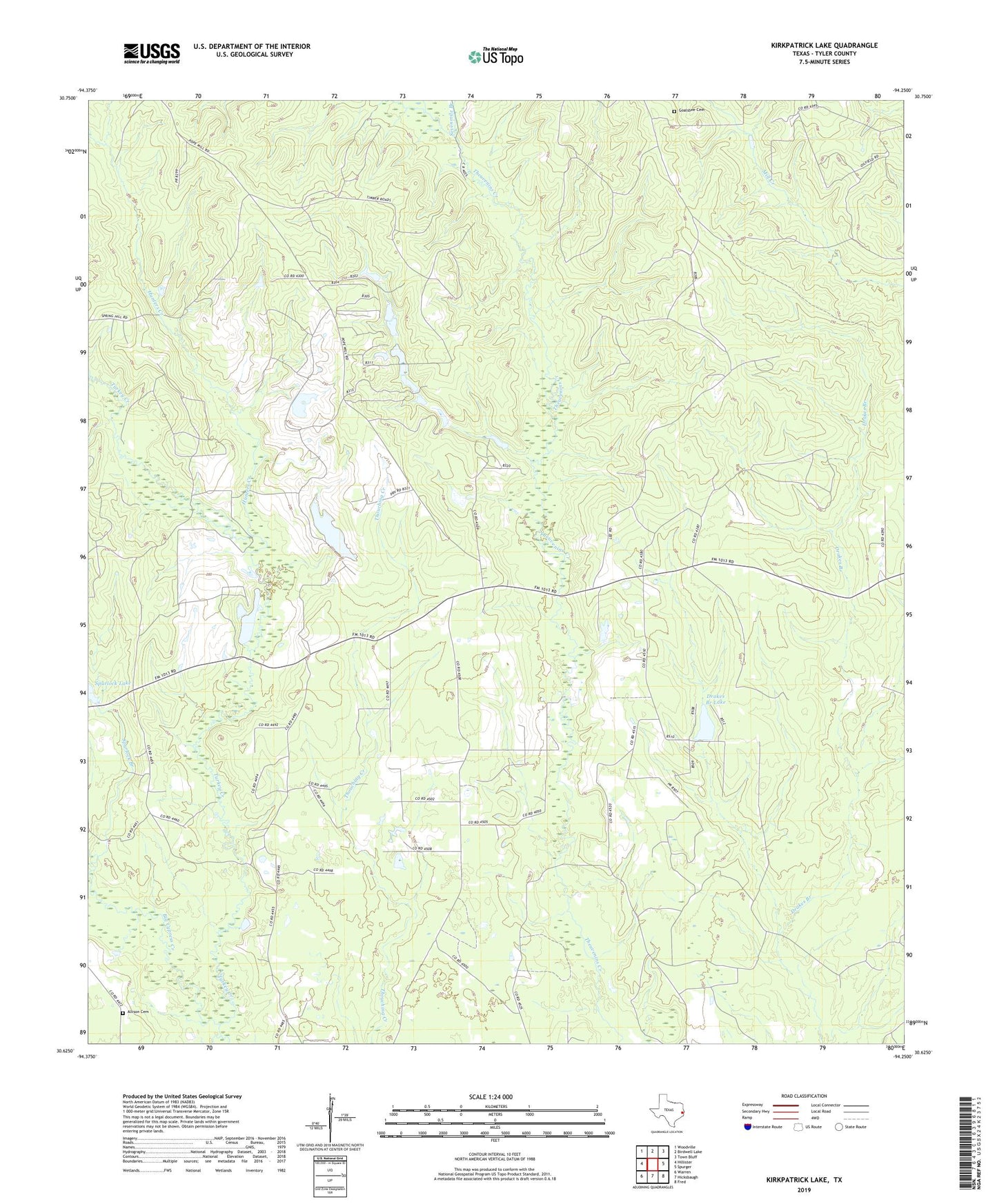 Kirkpatrick Lake Texas US Topo Map Image