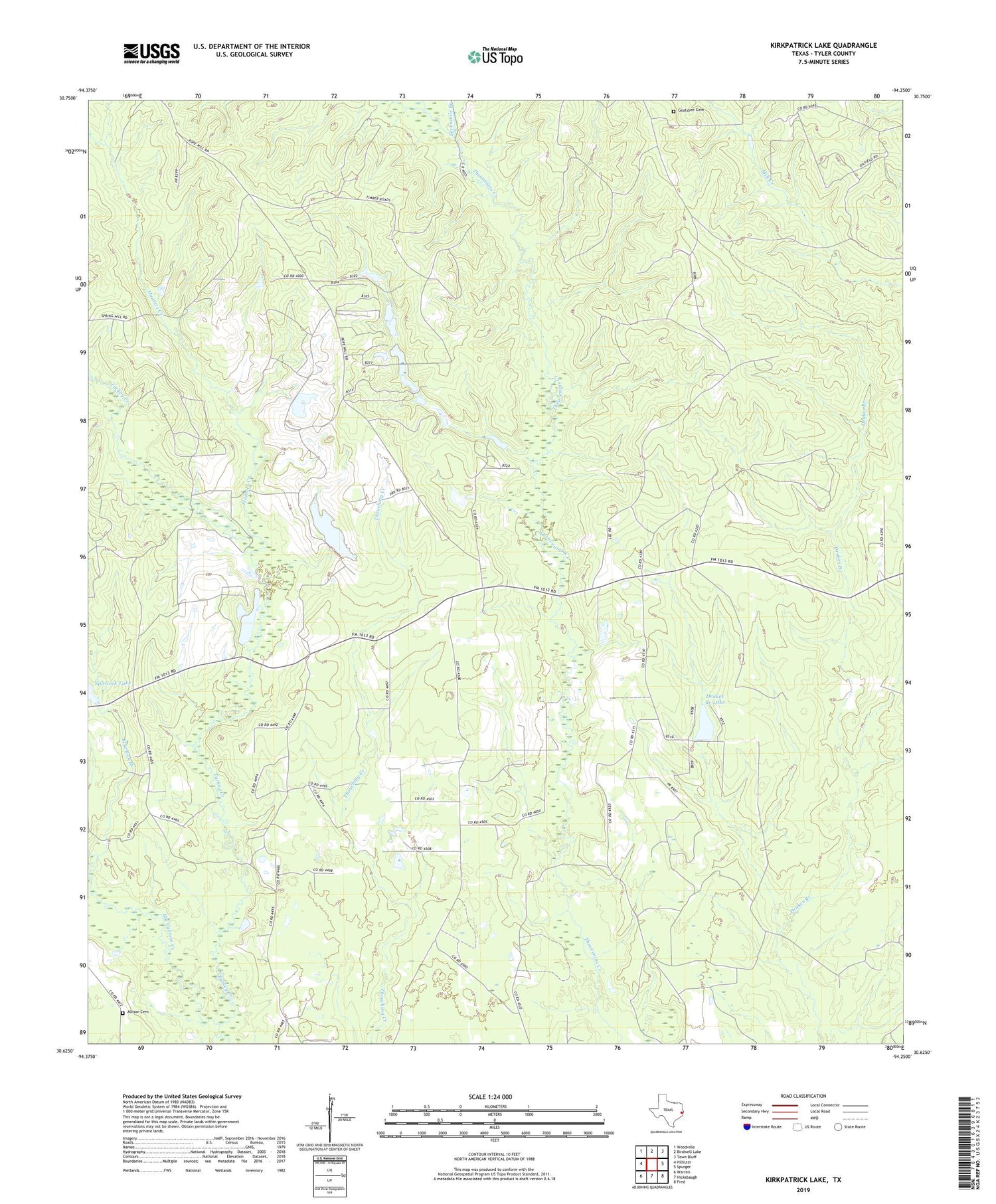 Kirkpatrick Lake Texas US Topo Map Image