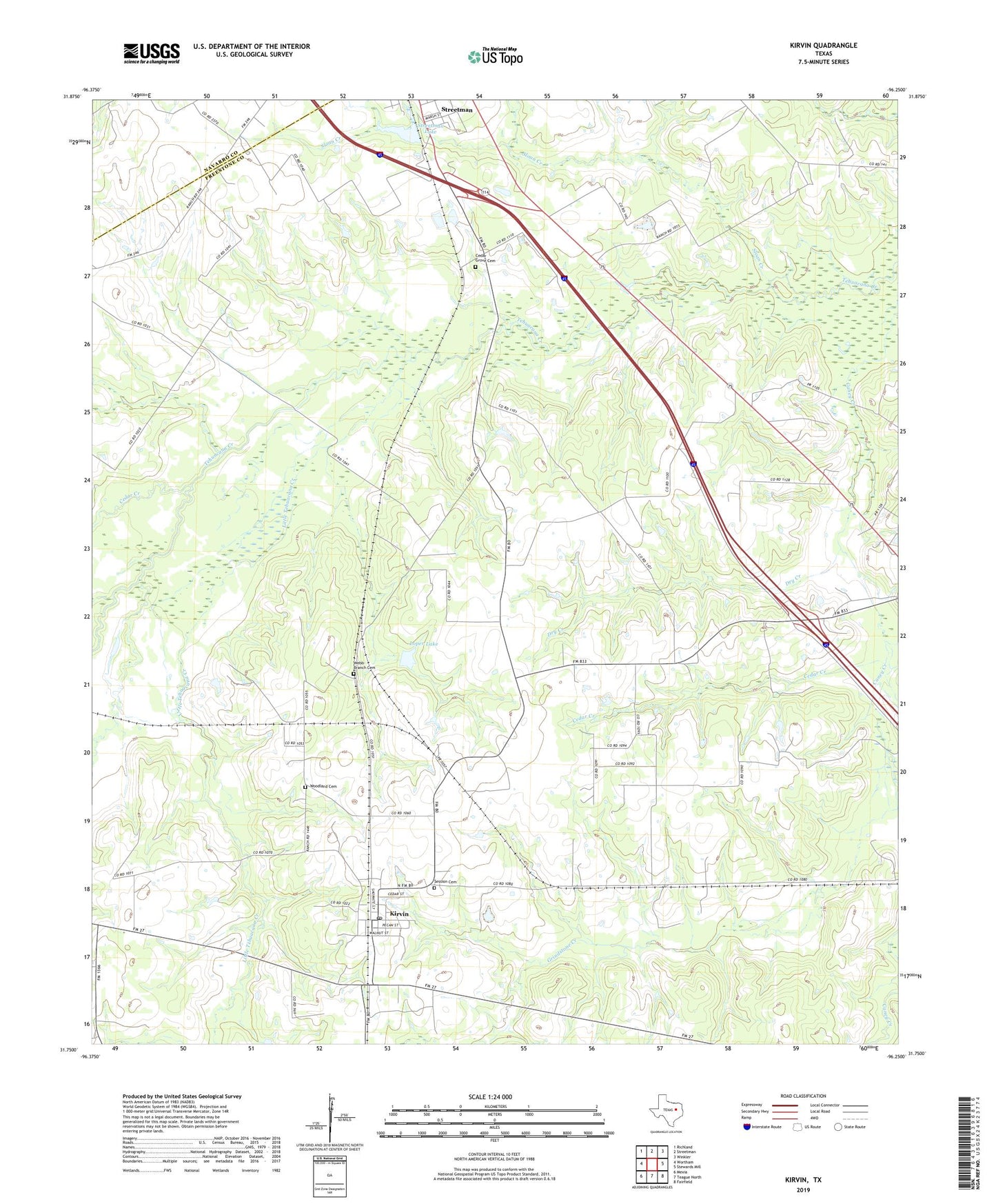 Kirvin Texas US Topo Map Image