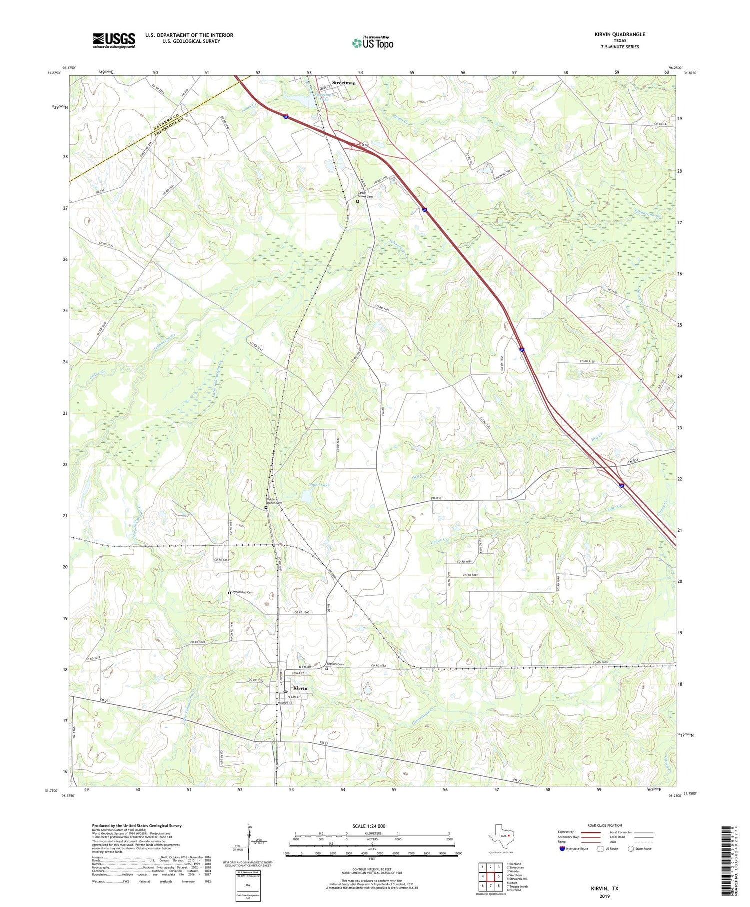 Kirvin Texas US Topo Map Image