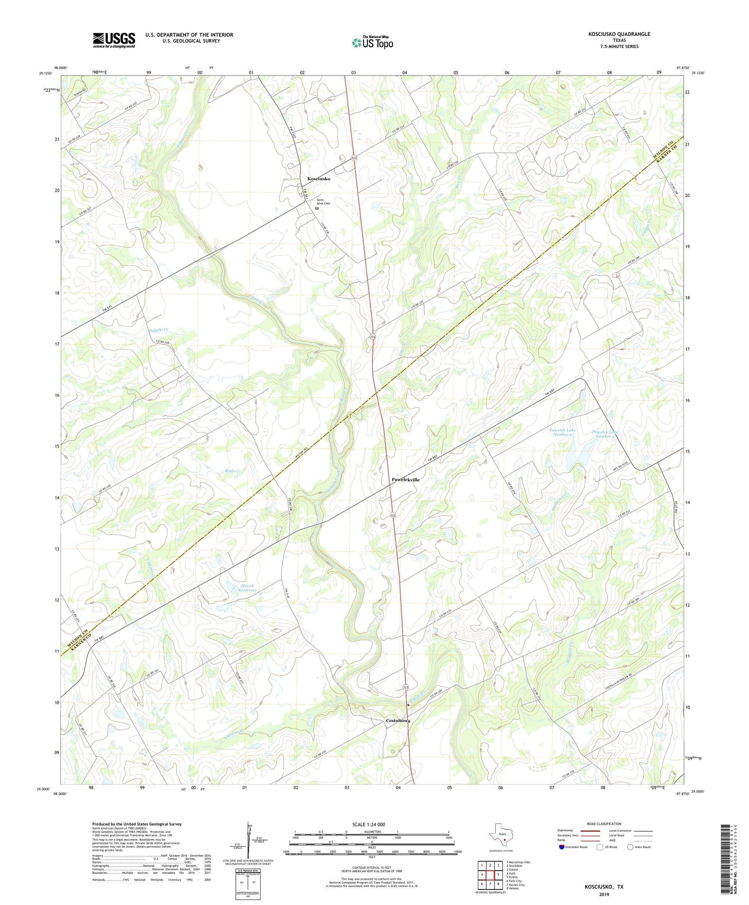 Kosciusko Texas US Topo Map Image