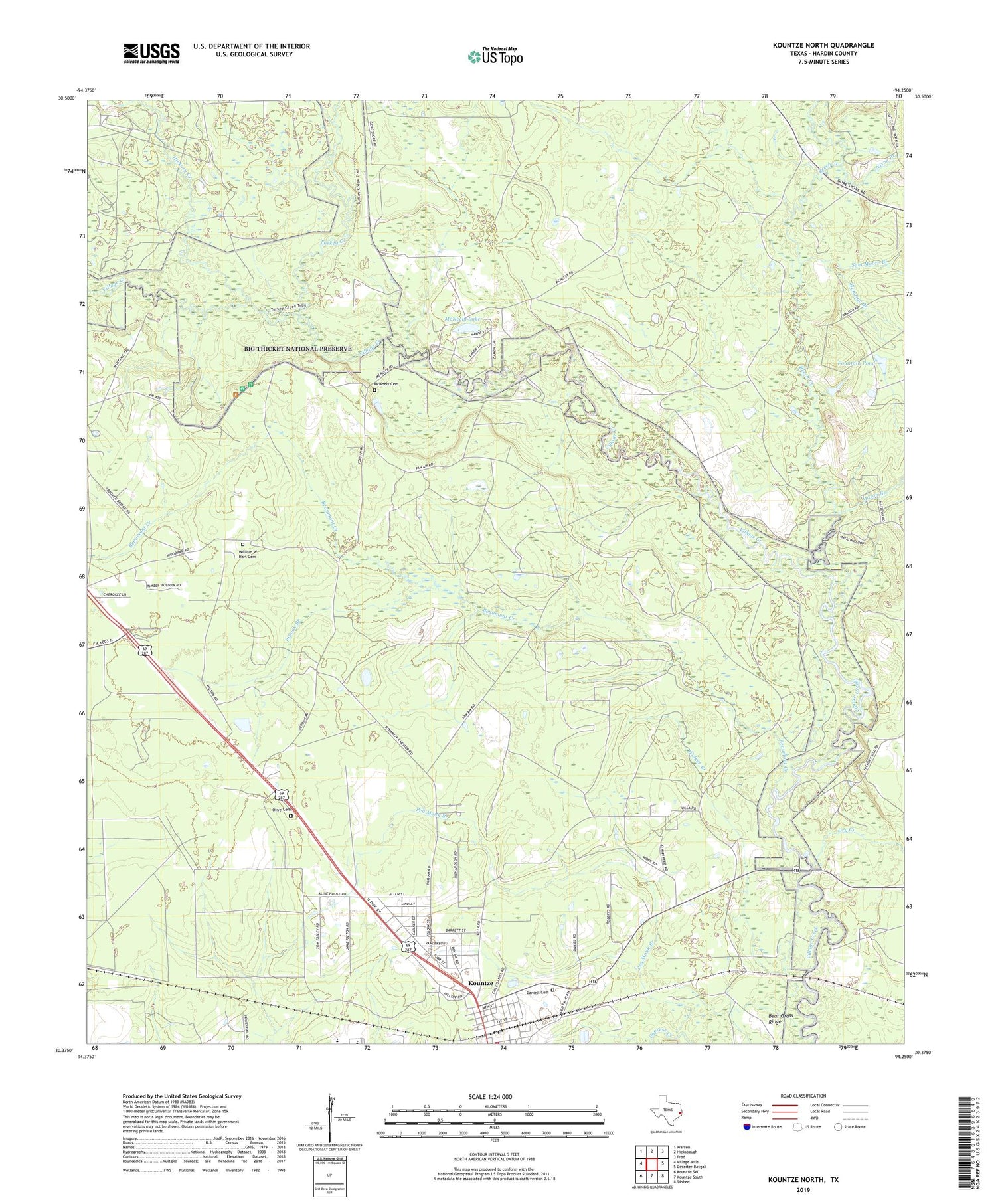 Kountze North Texas US Topo Map Image