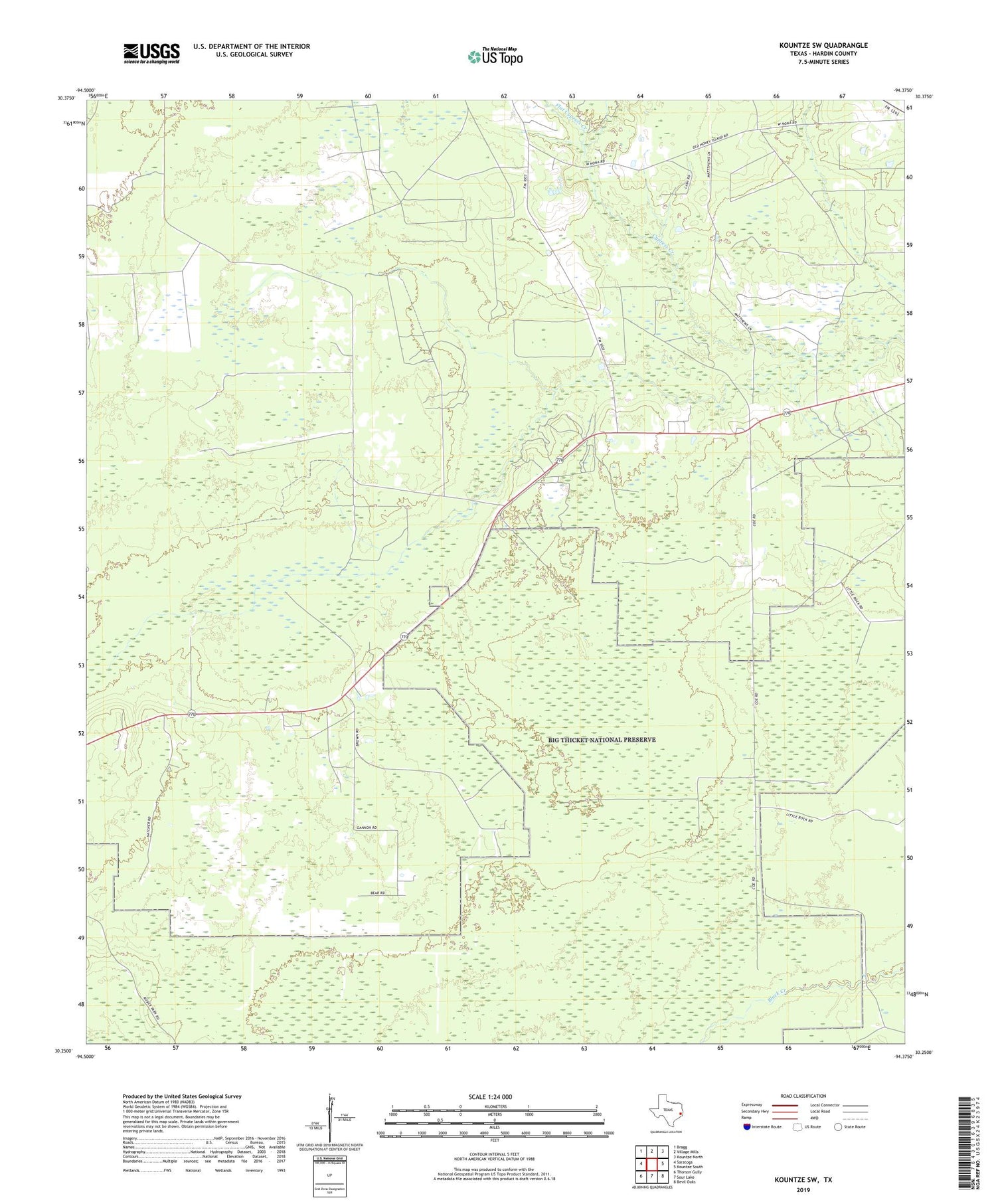 Kountze SW Texas US Topo Map Image