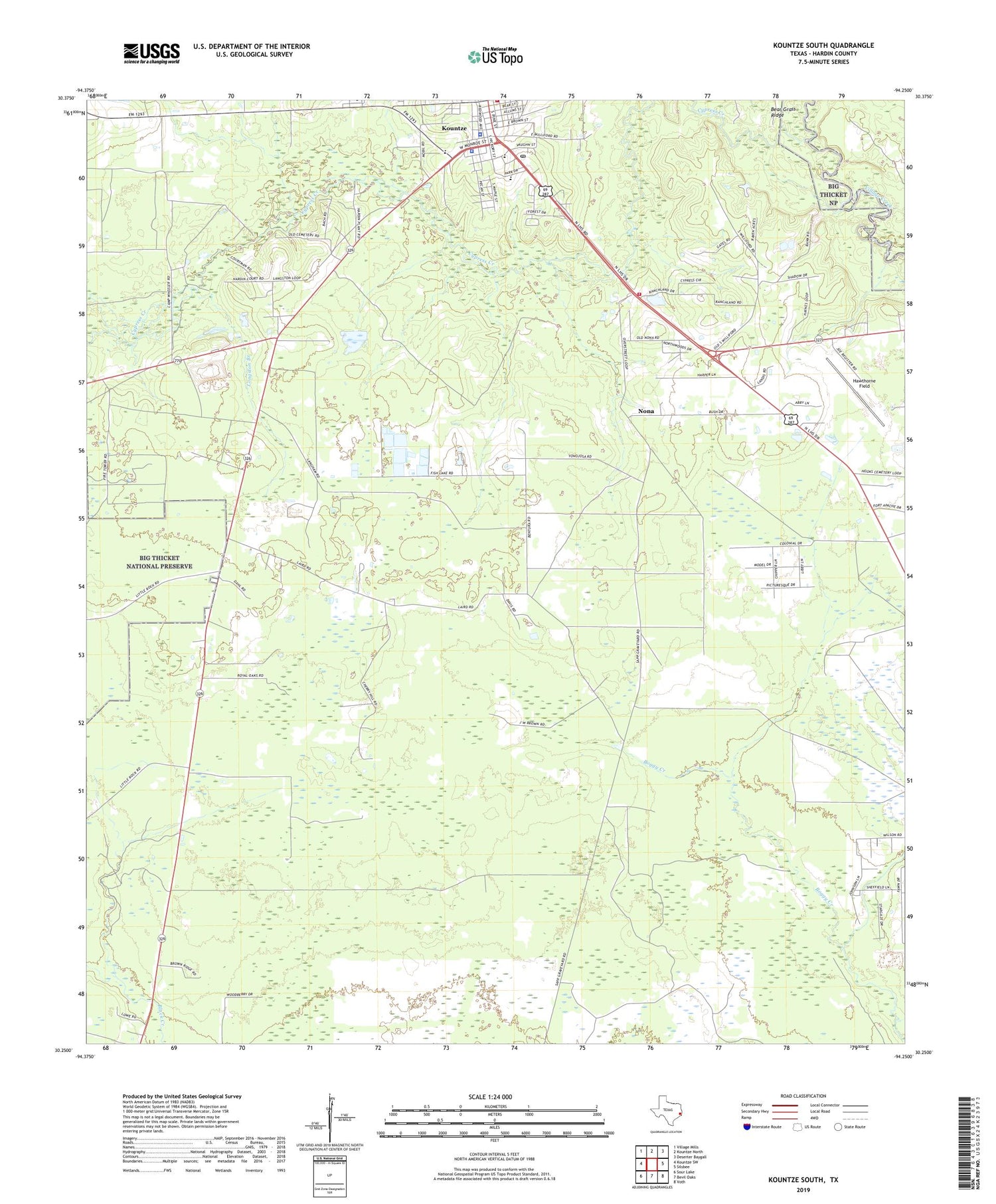 Kountze South Texas US Topo Map Image