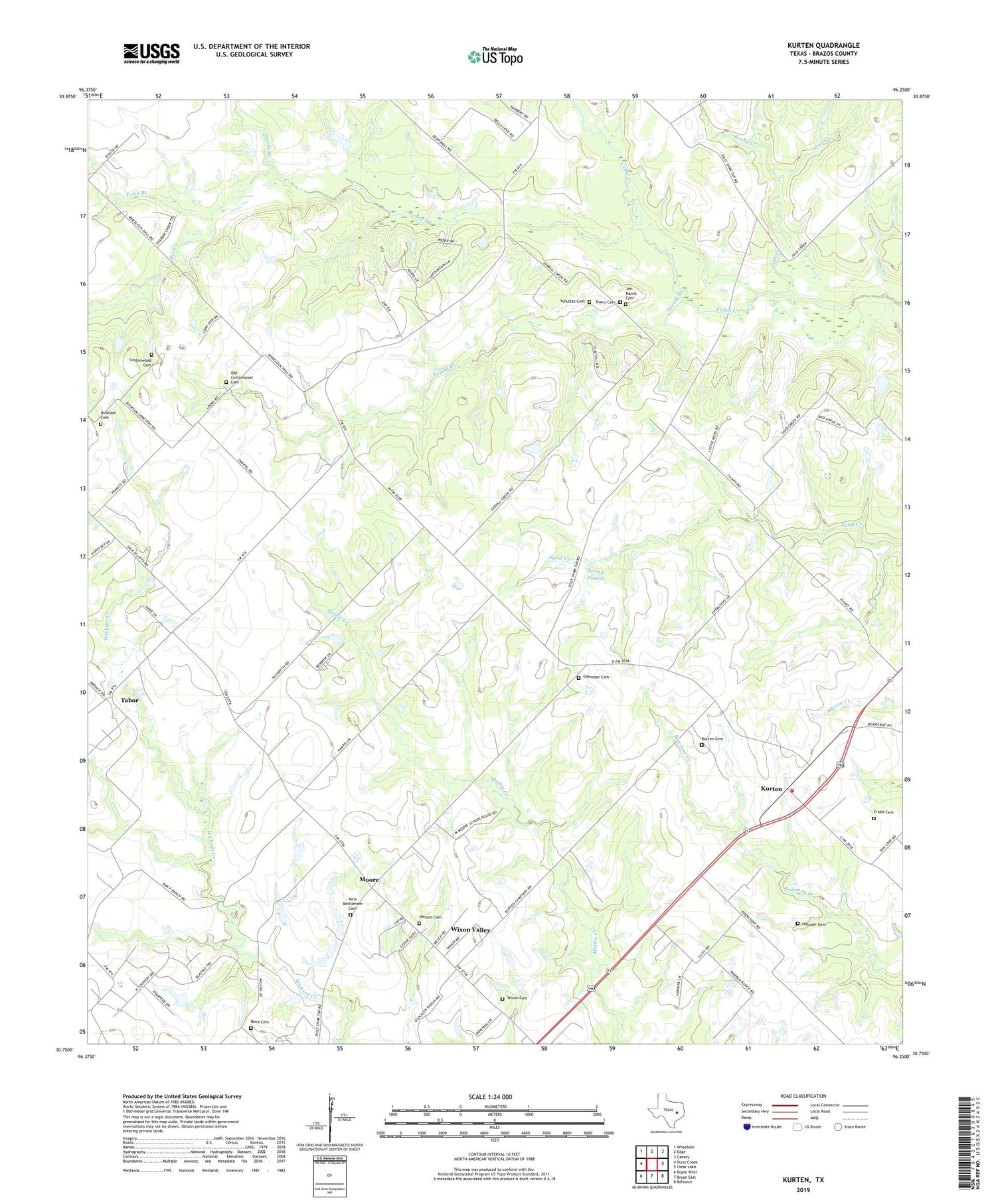 Kurten Texas US Topo Map Image