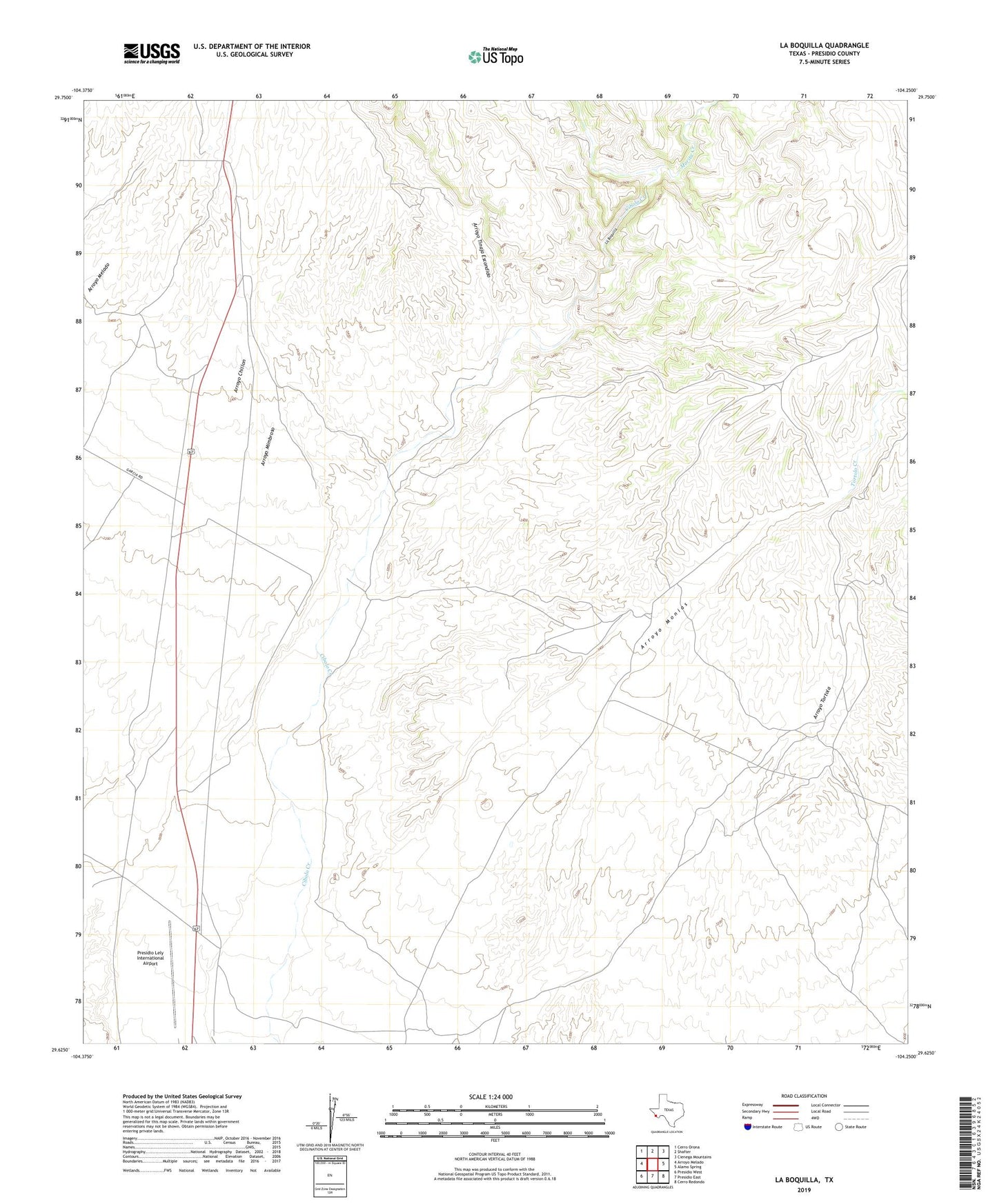 La Boquilla Texas US Topo Map Image