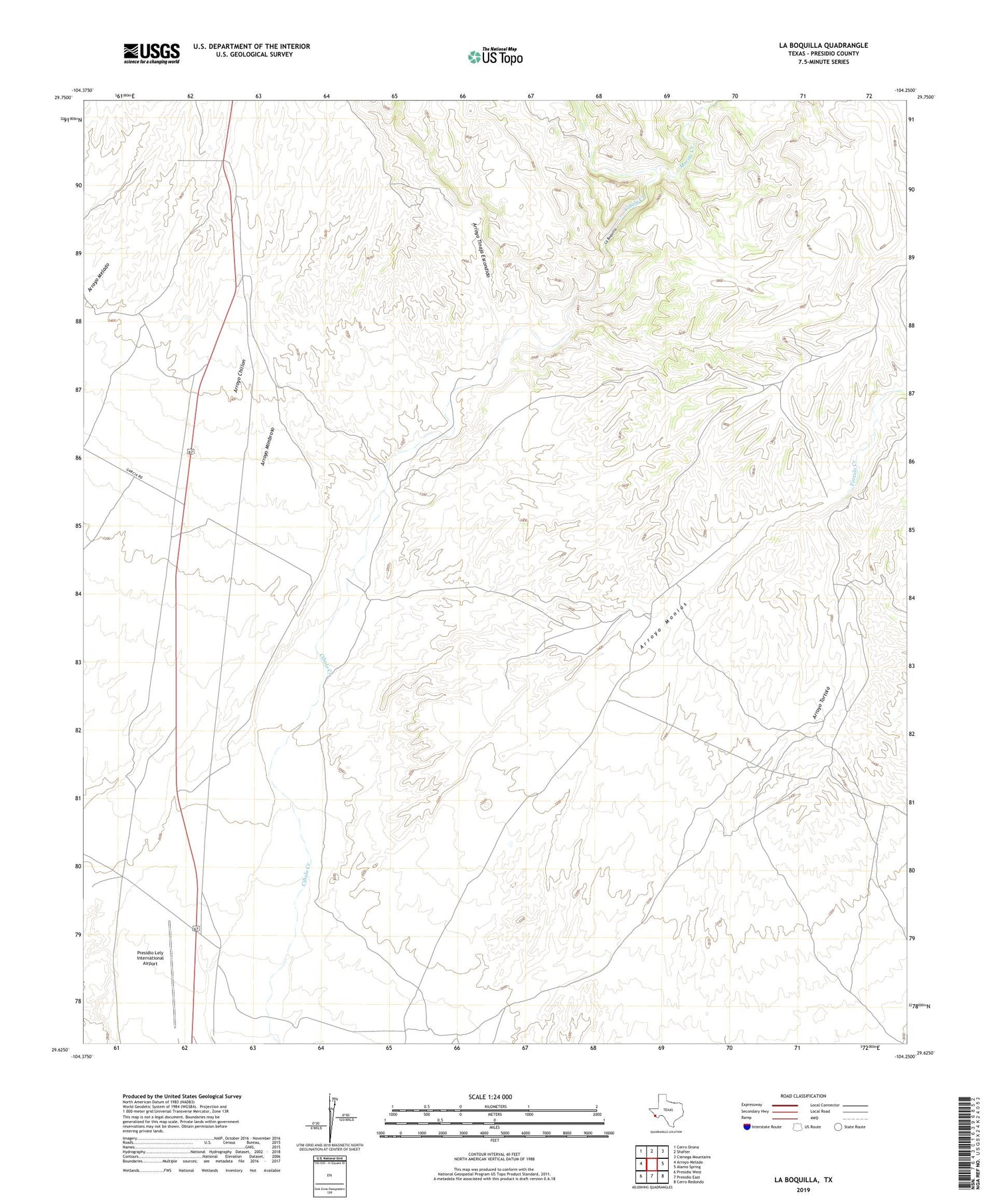 La Boquilla Texas US Topo Map Image