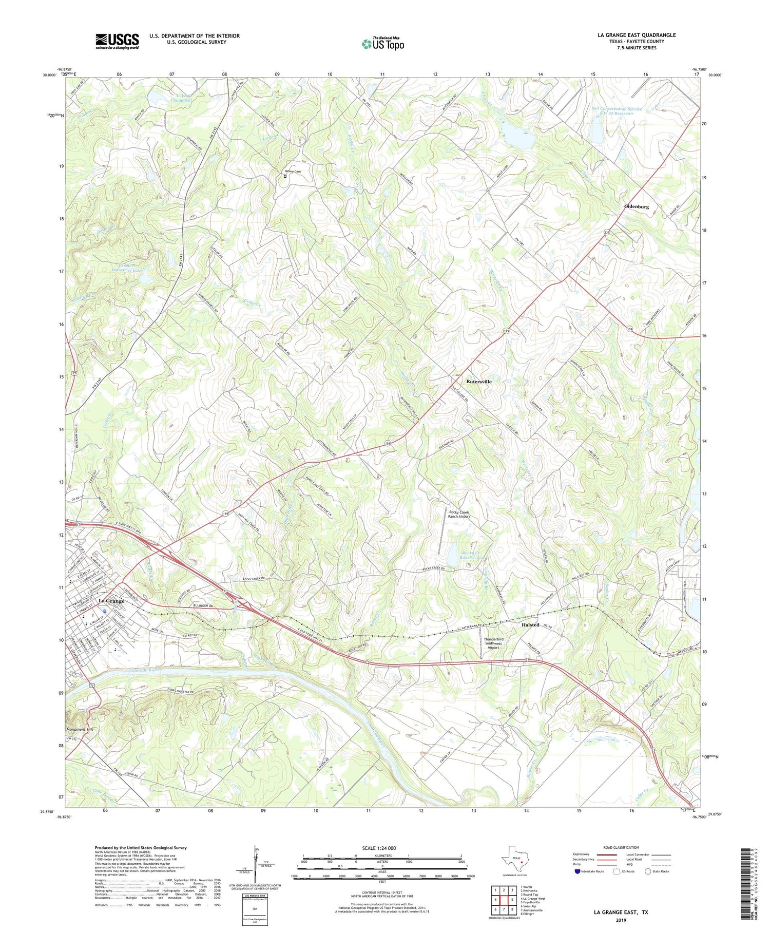 La Grange East Texas US Topo Map Image
