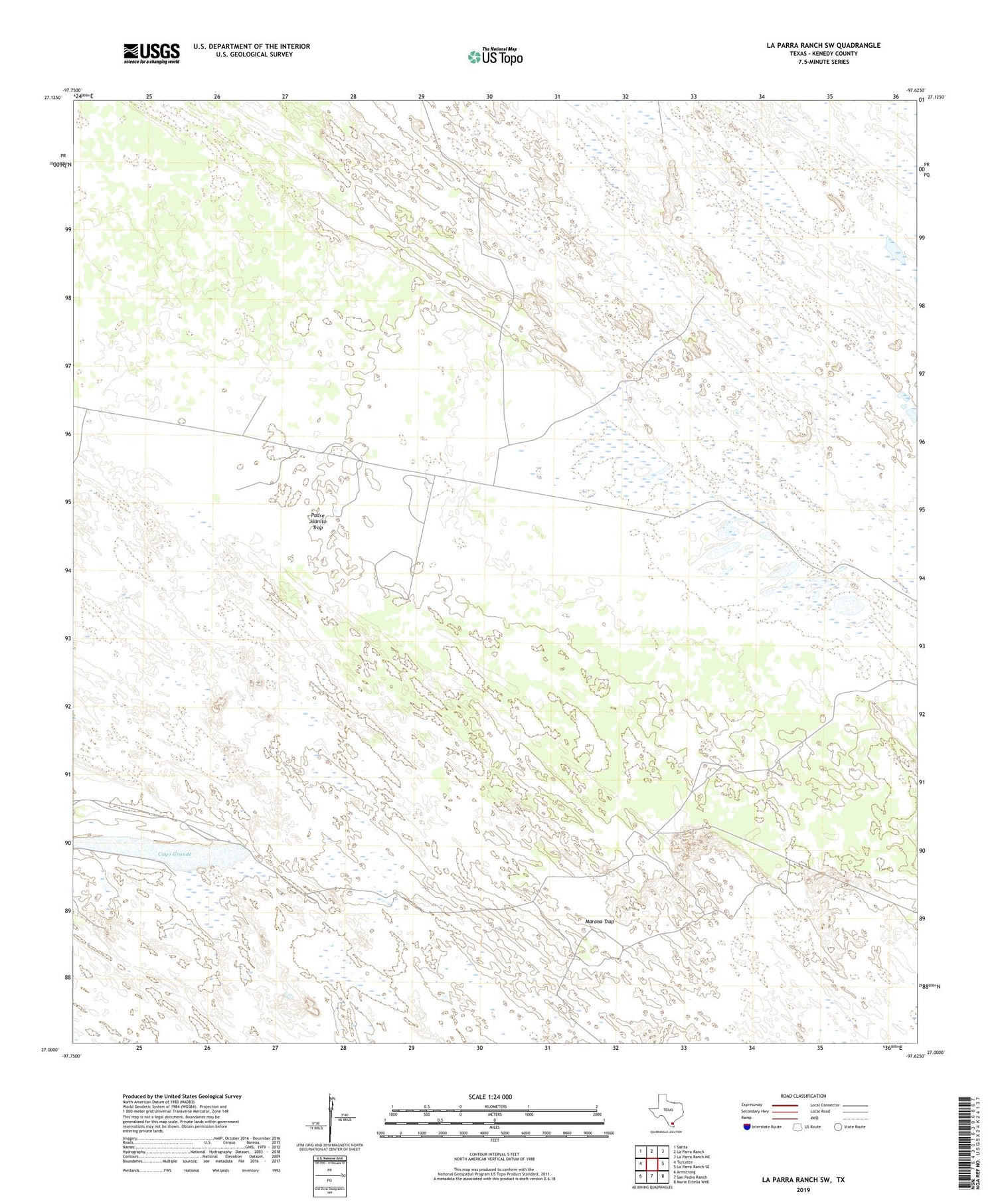 La Parra Ranch SW Texas US Topo Map Image