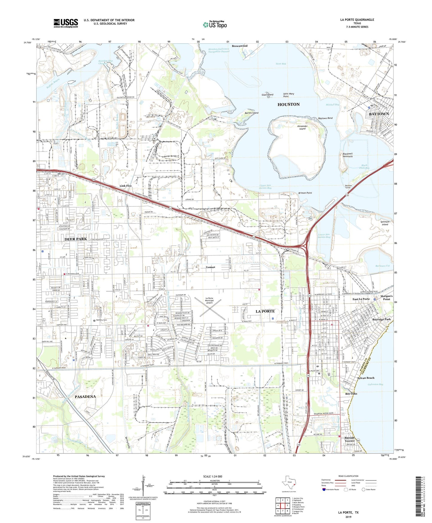La Porte Texas US Topo Map Image