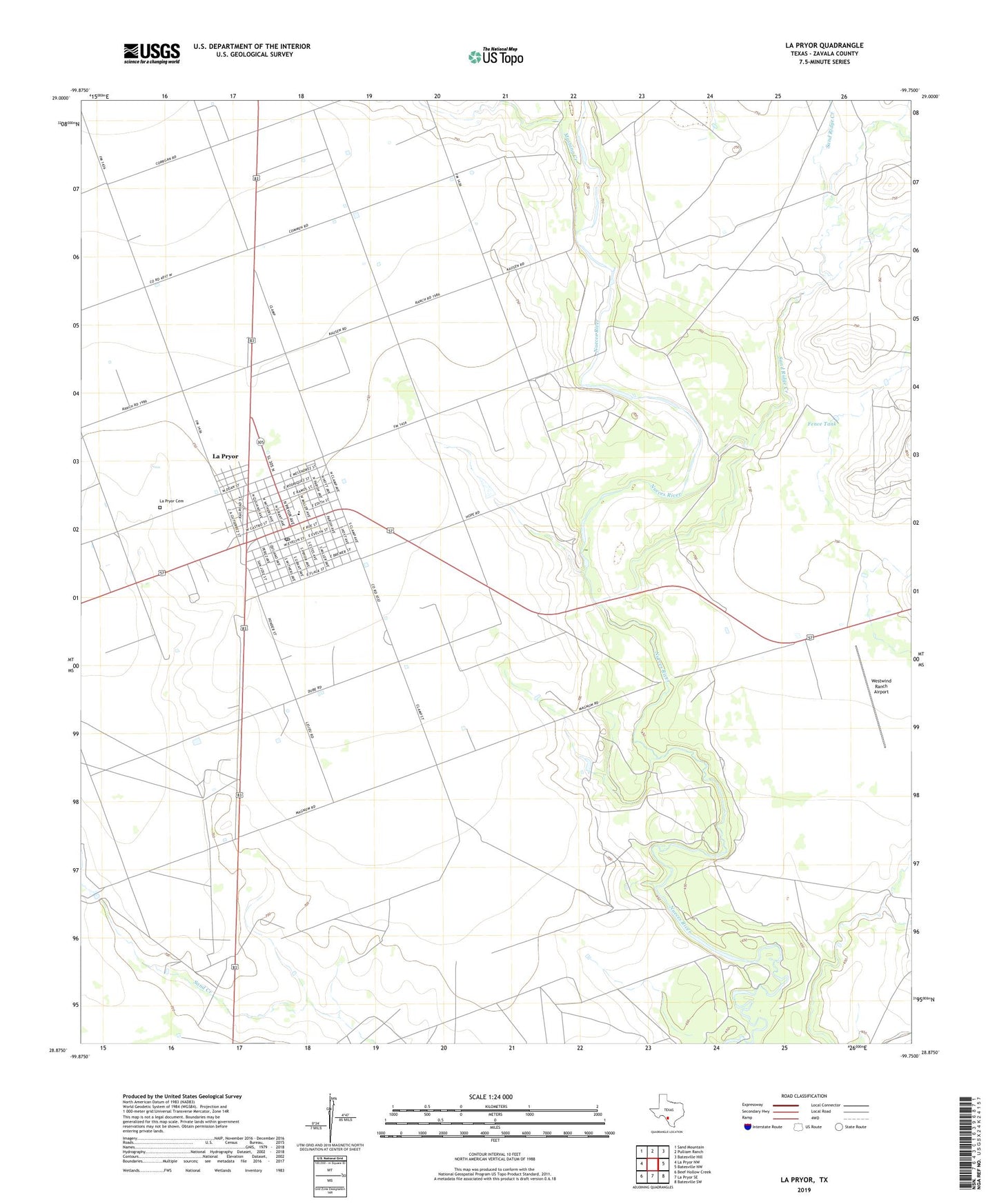 La Pryor Texas US Topo Map Image