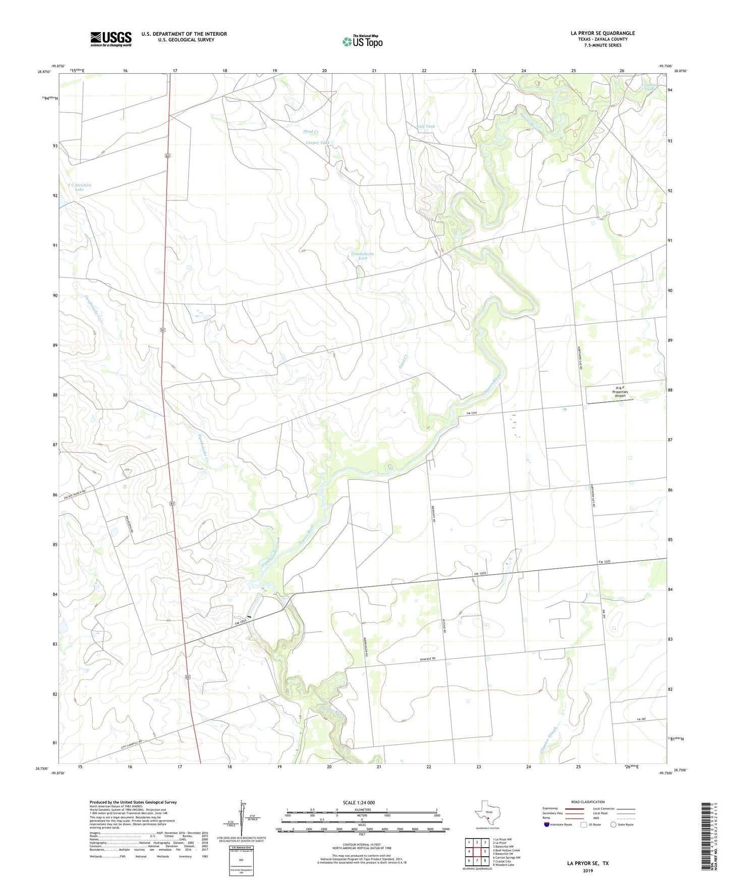 La Pryor SE Texas US Topo Map Image