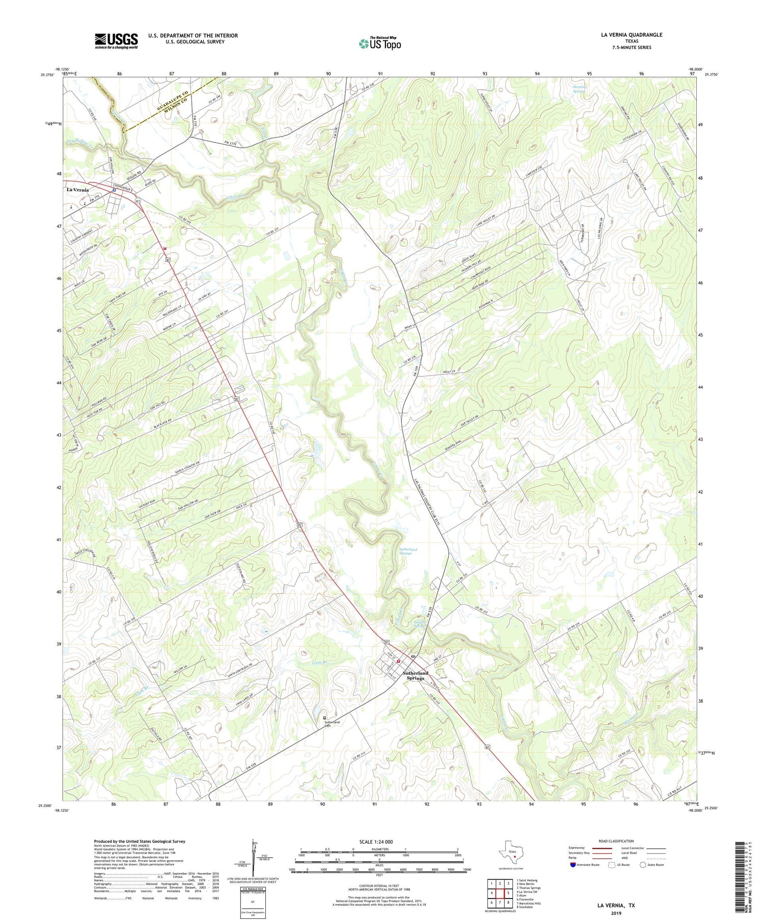 La Vernia Texas US Topo Map Image