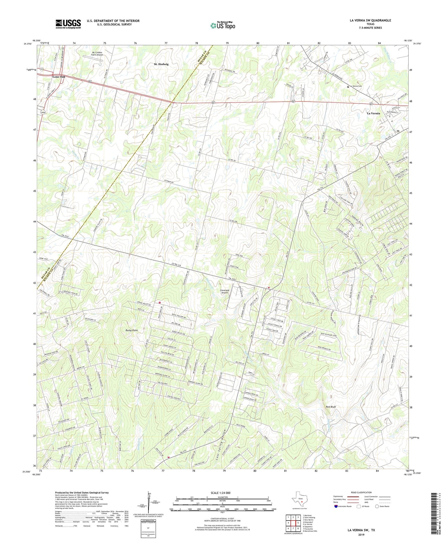 La Vernia SW Texas US Topo Map Image