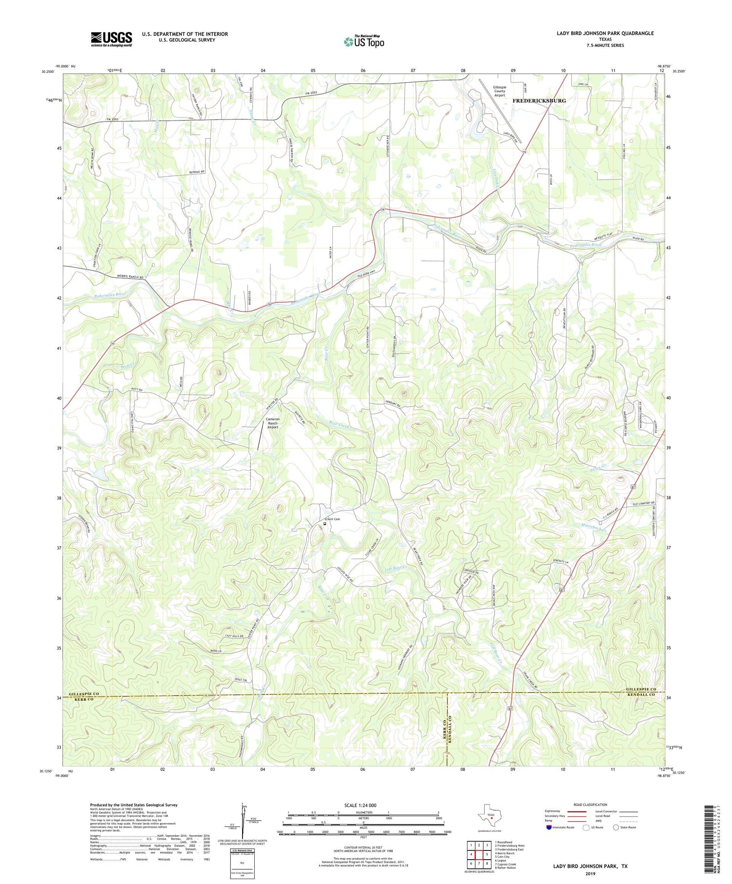 Lady Bird Johnson Park Texas US Topo Map Image