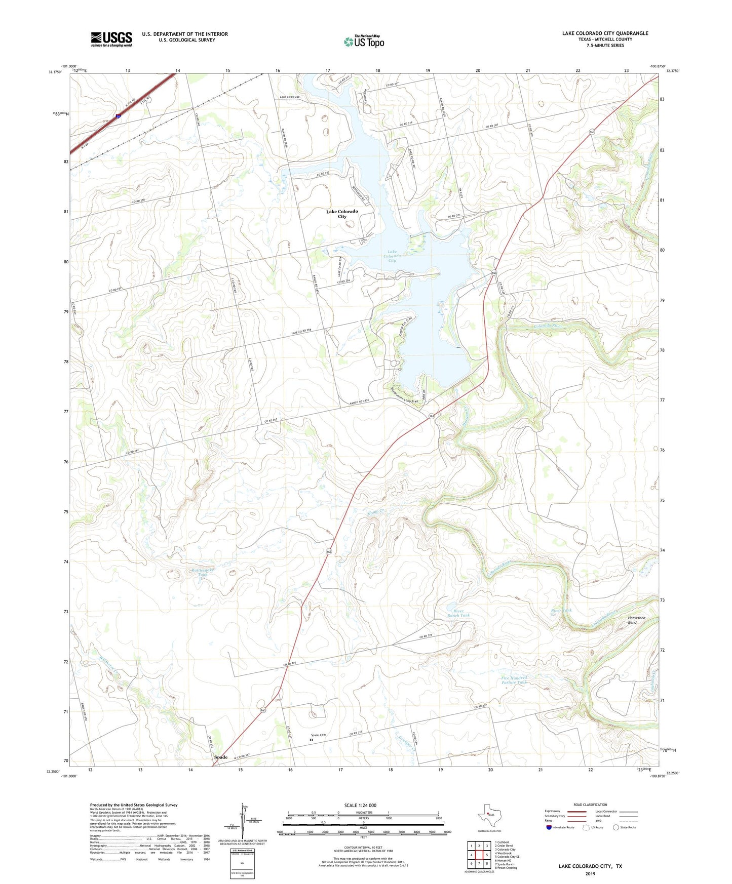 Lake Colorado City Texas US Topo Map Image