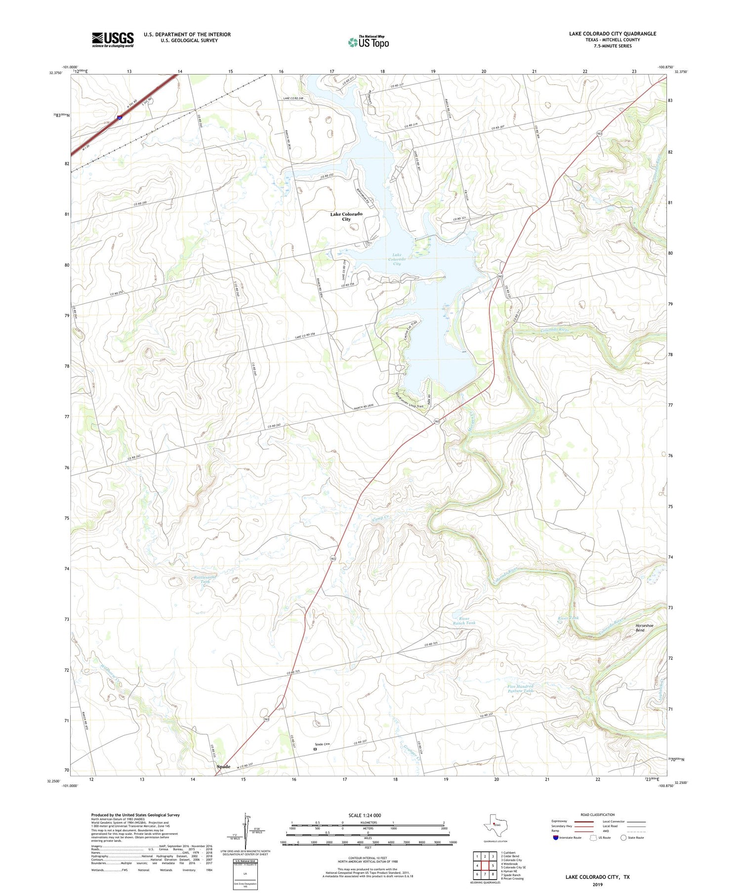 Lake Colorado City Texas US Topo Map Image