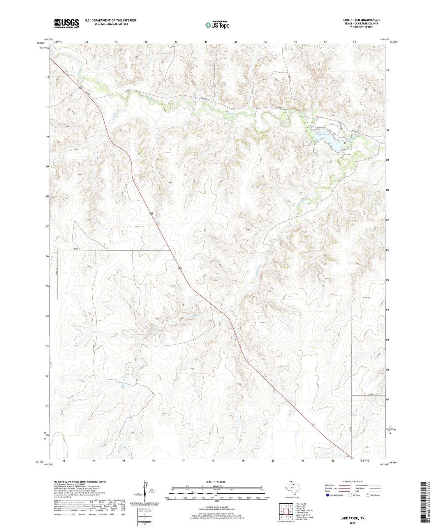 Lake Fryer Texas US Topo Map Image