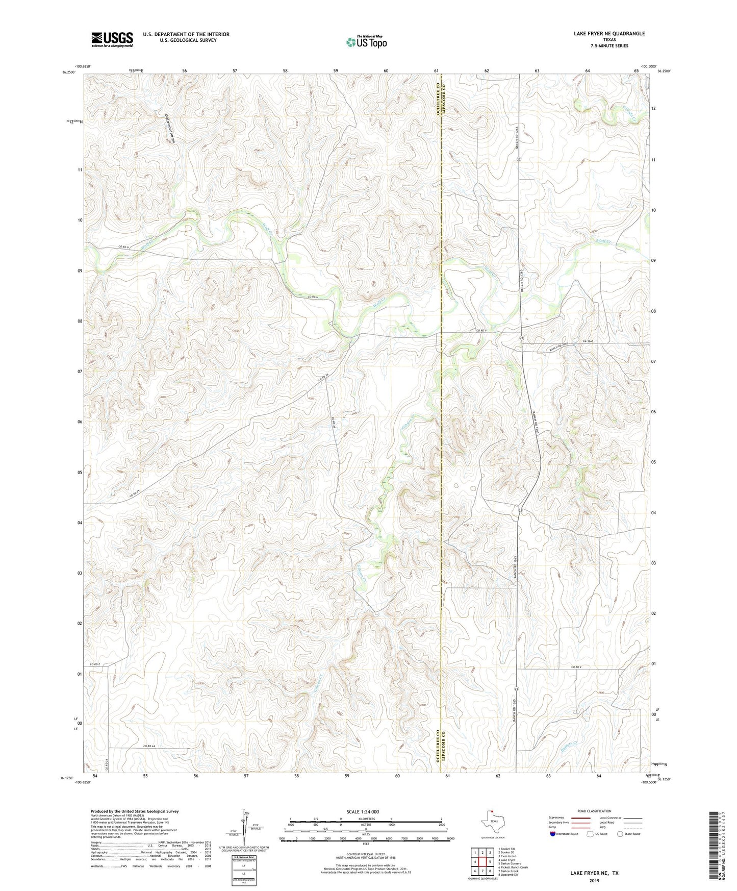 Lake Fryer NE Texas US Topo Map Image
