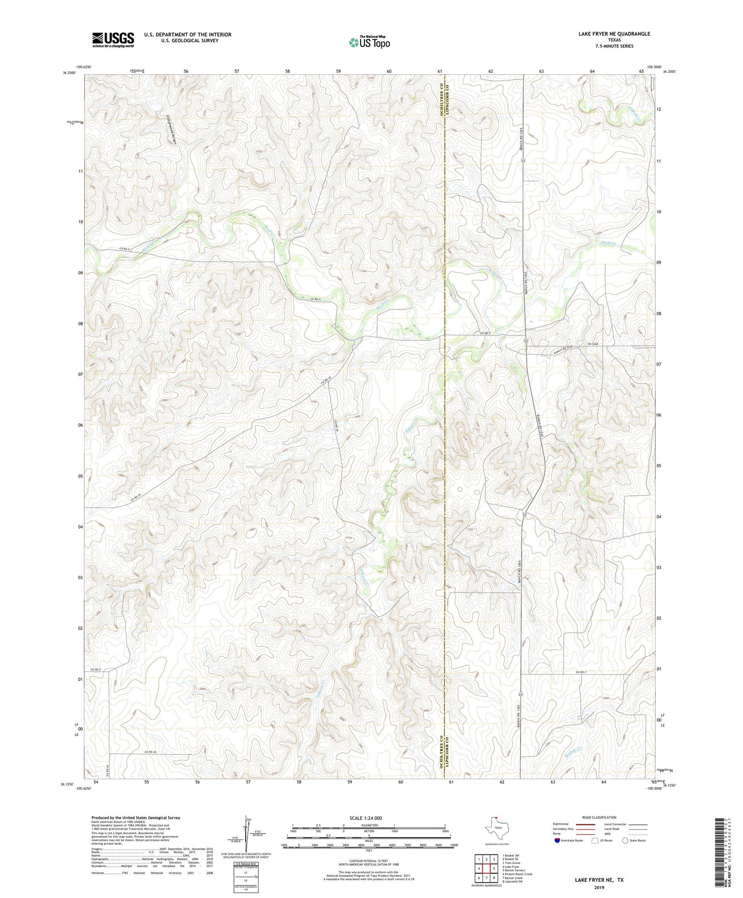 Lake Fryer NE Texas US Topo Map Image