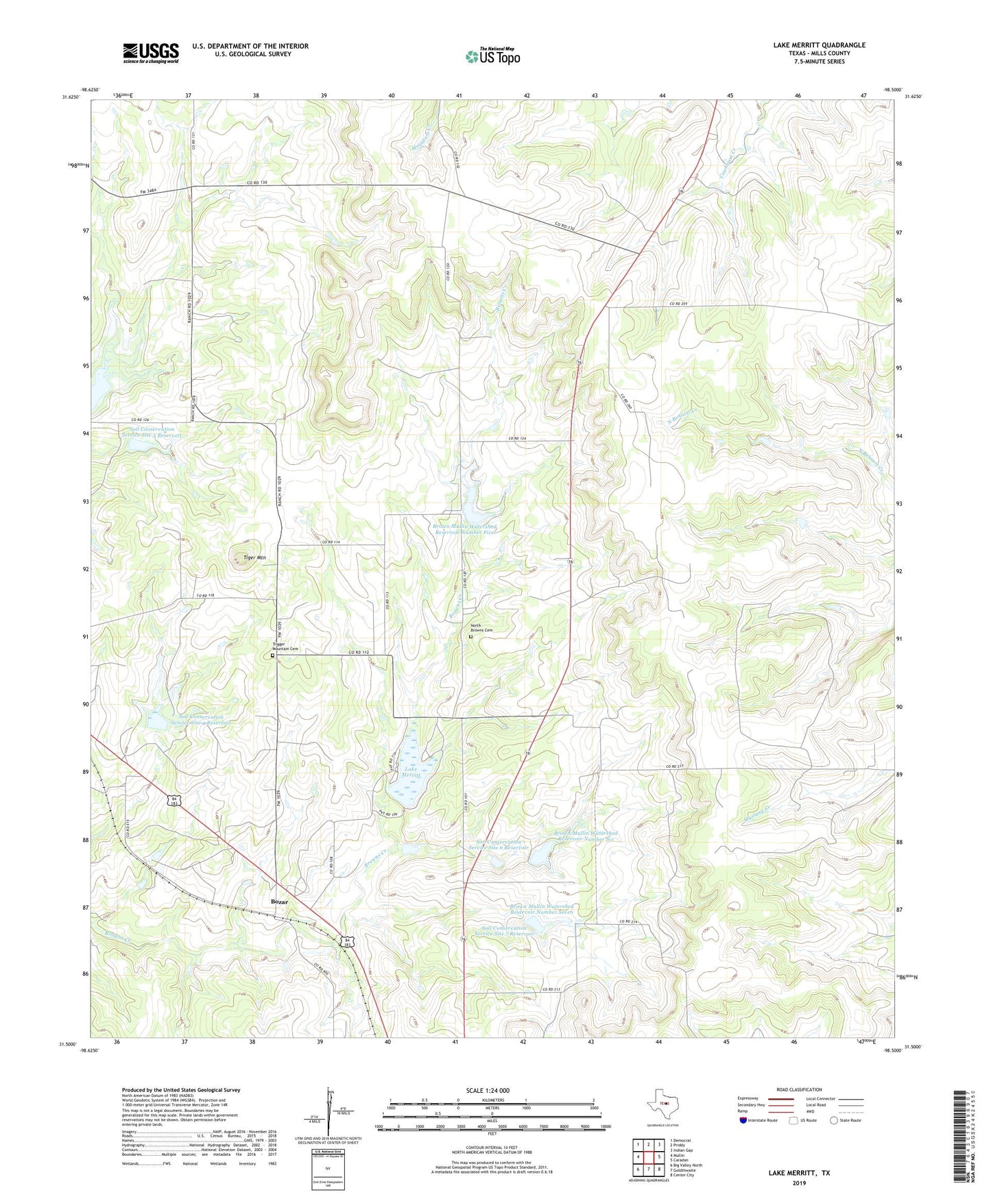 Lake Merritt Texas US Topo Map Image