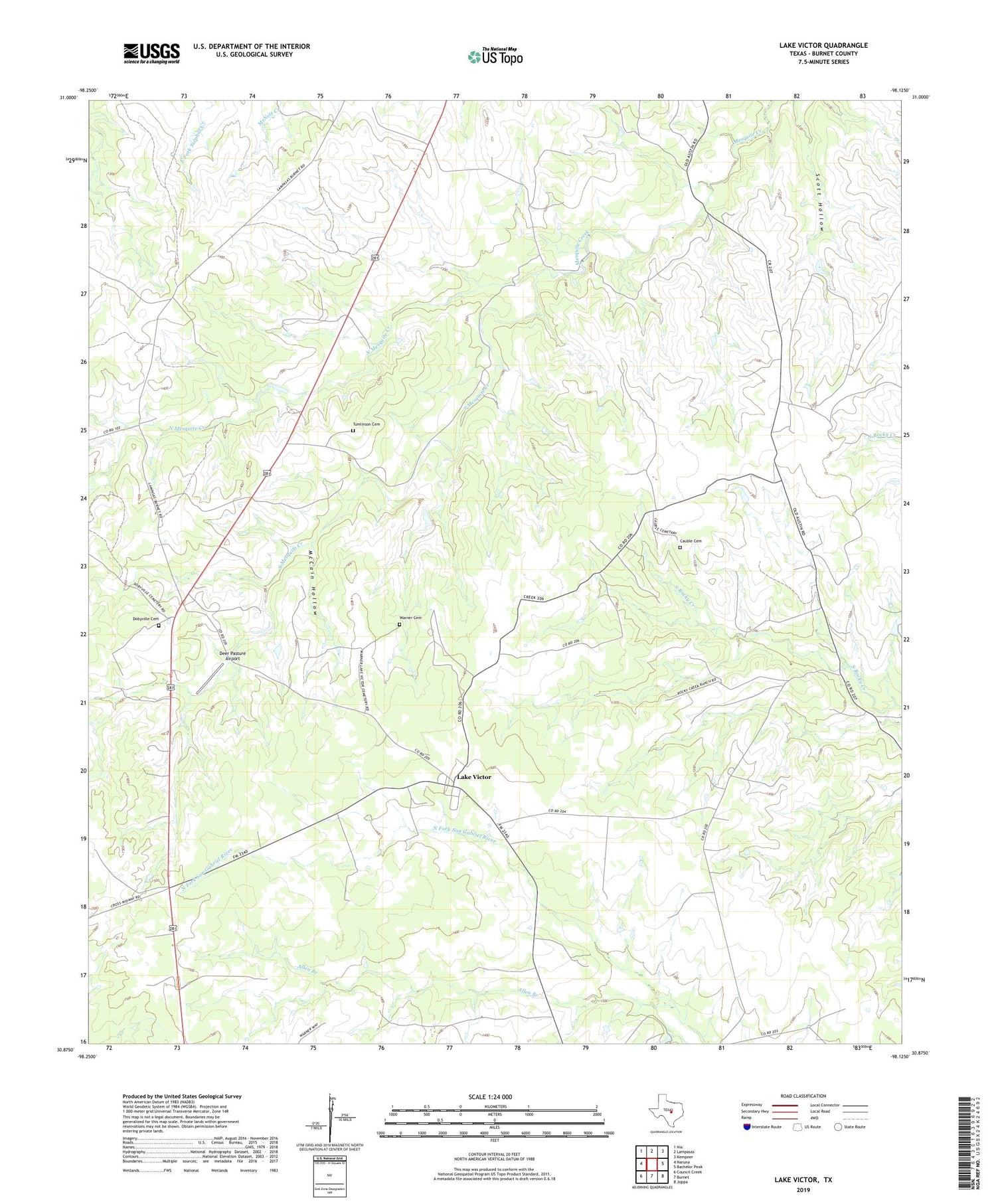 Lake Victor Texas US Topo Map Image