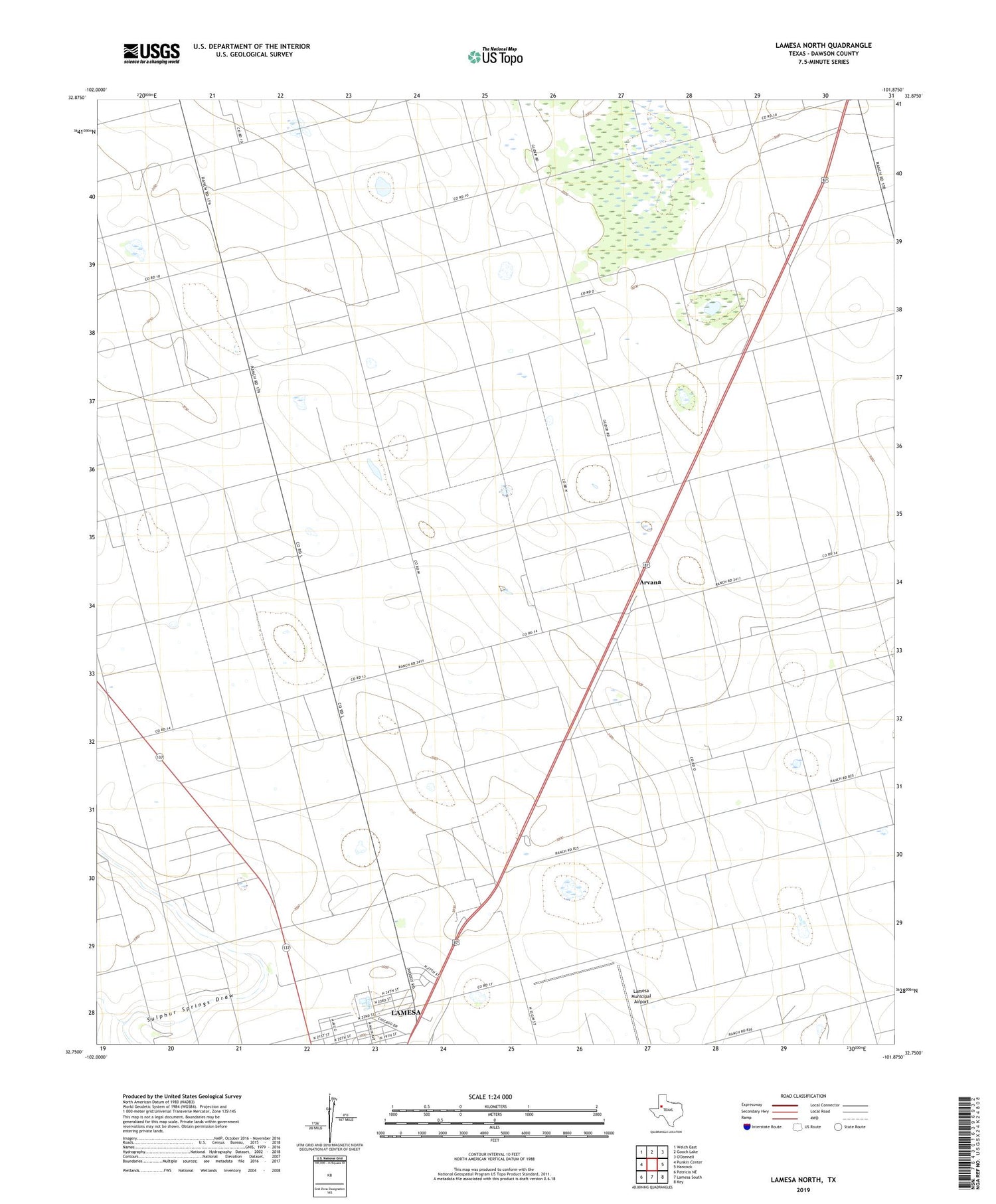 Lamesa North Texas US Topo Map Image