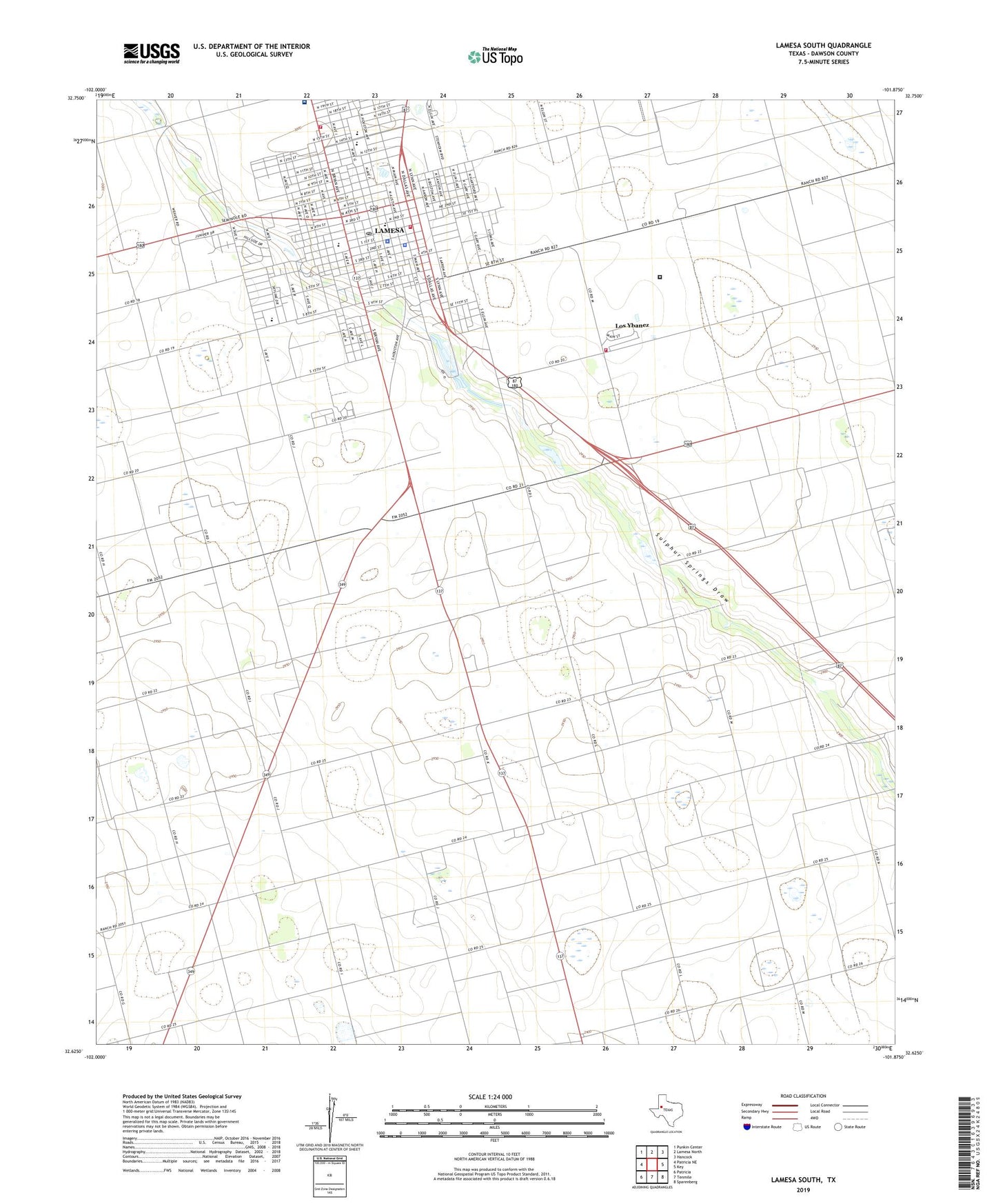 Lamesa South Texas US Topo Map Image